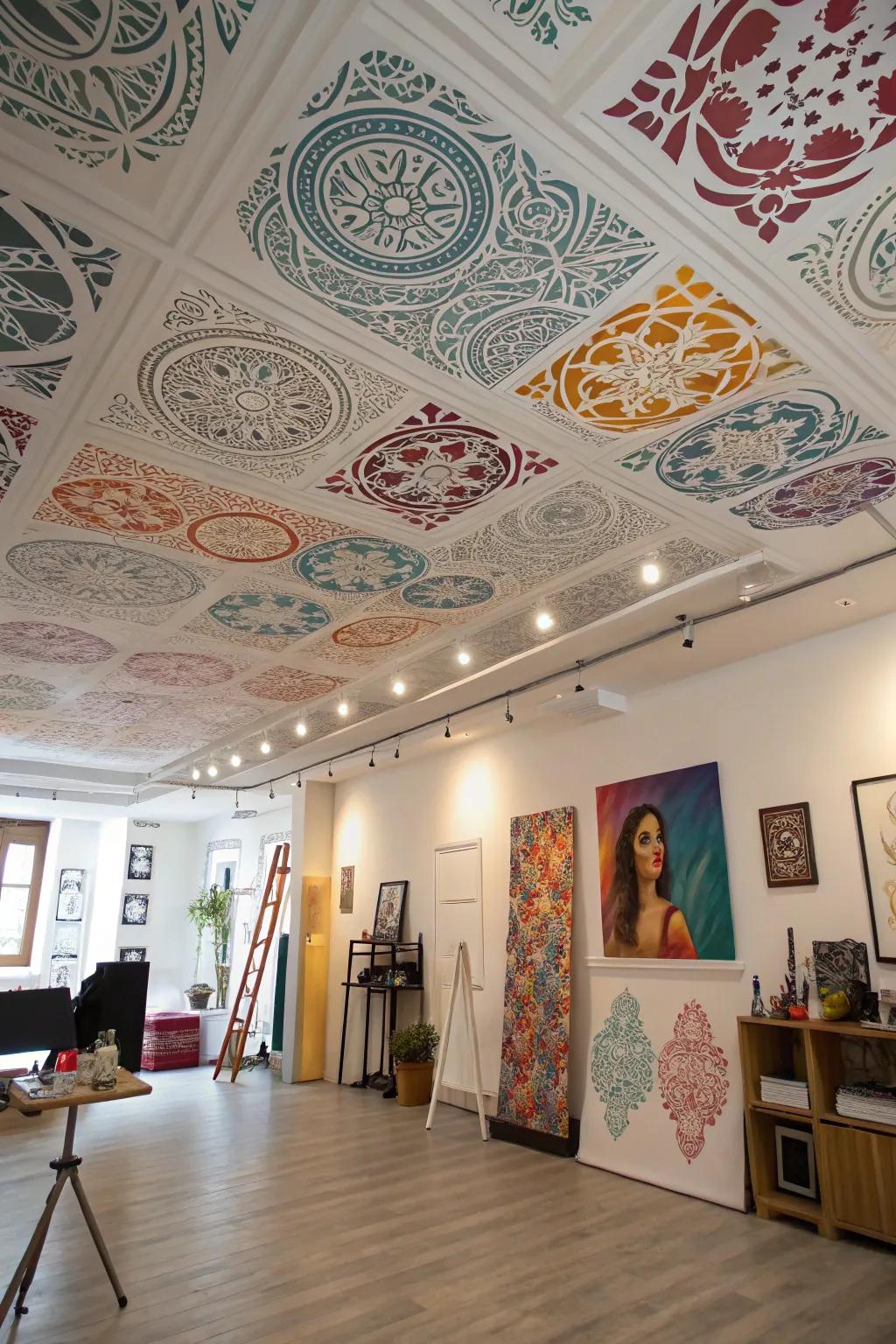 Stenciled ceilings offer a unique and personal touch.