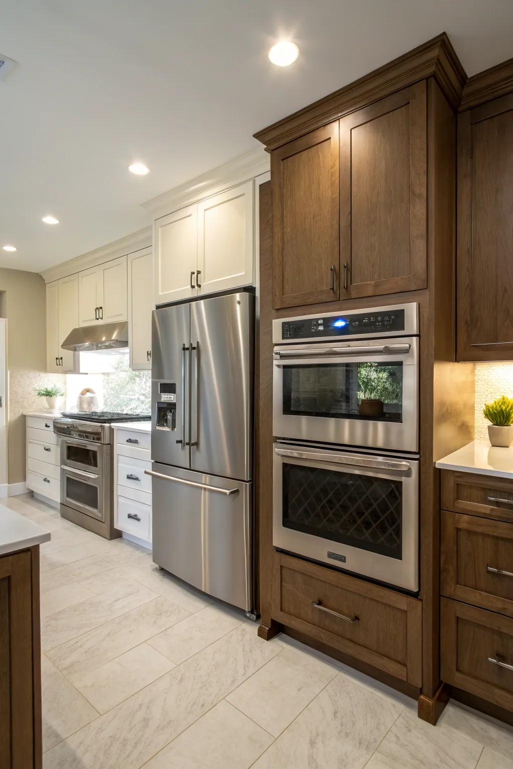 Harmonious pairing of double ovens and refrigerator