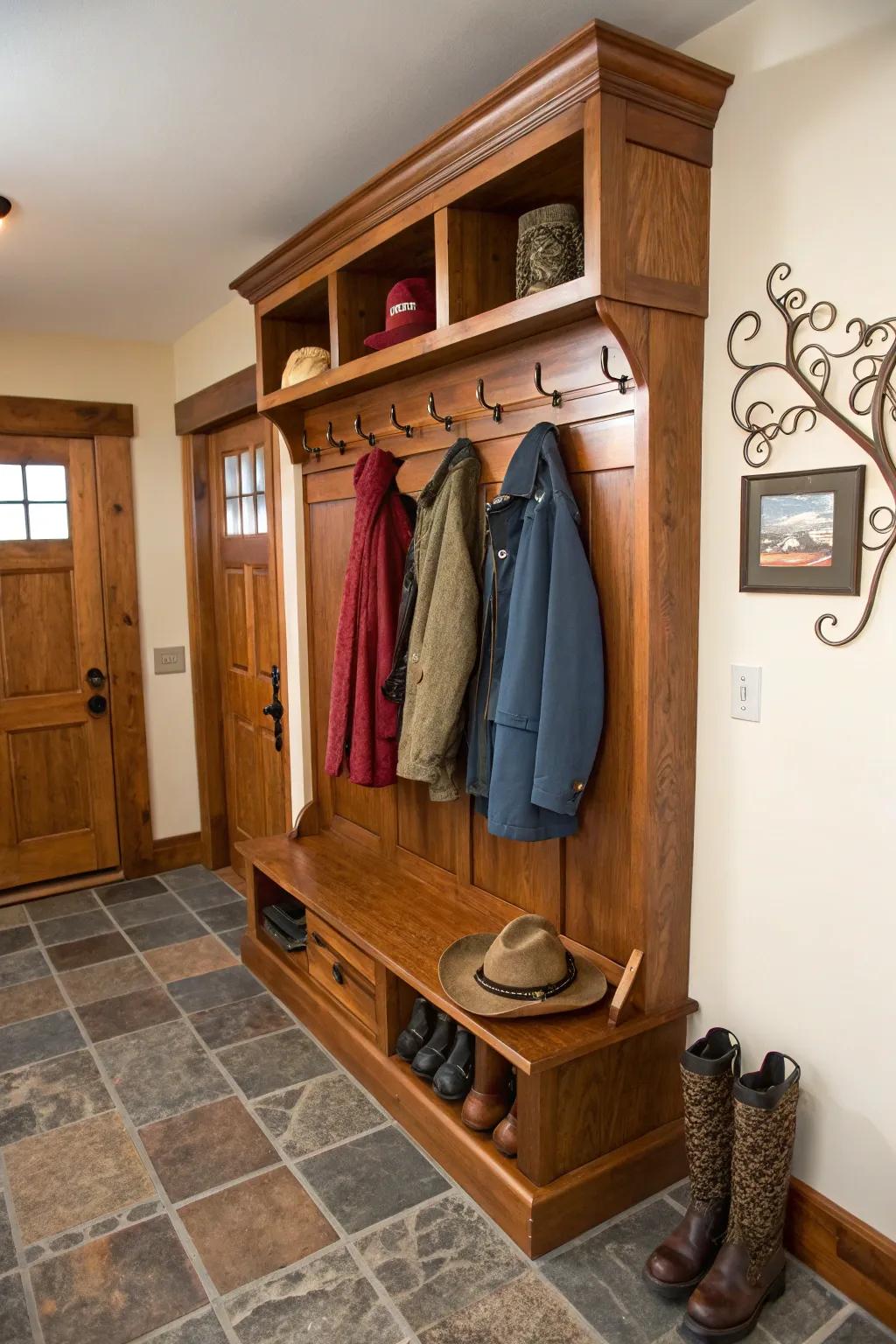 Keep your entryway tidy with a custom coat rack.