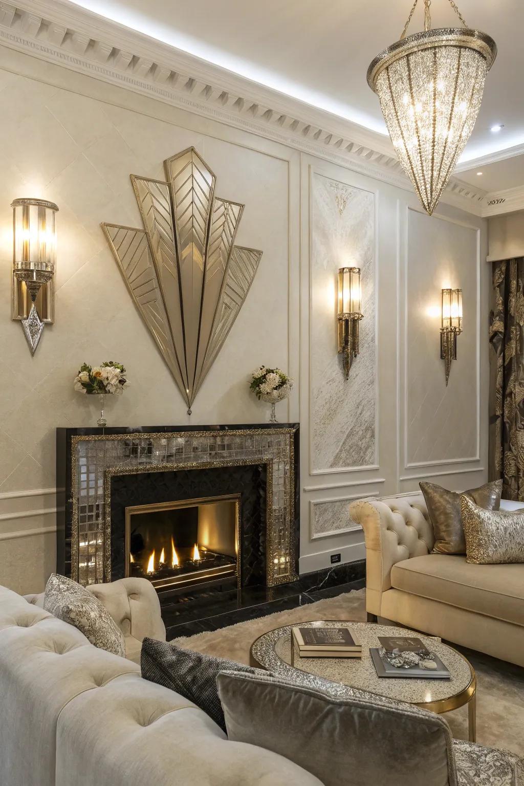 Art Deco sconces add glitz and glamour.