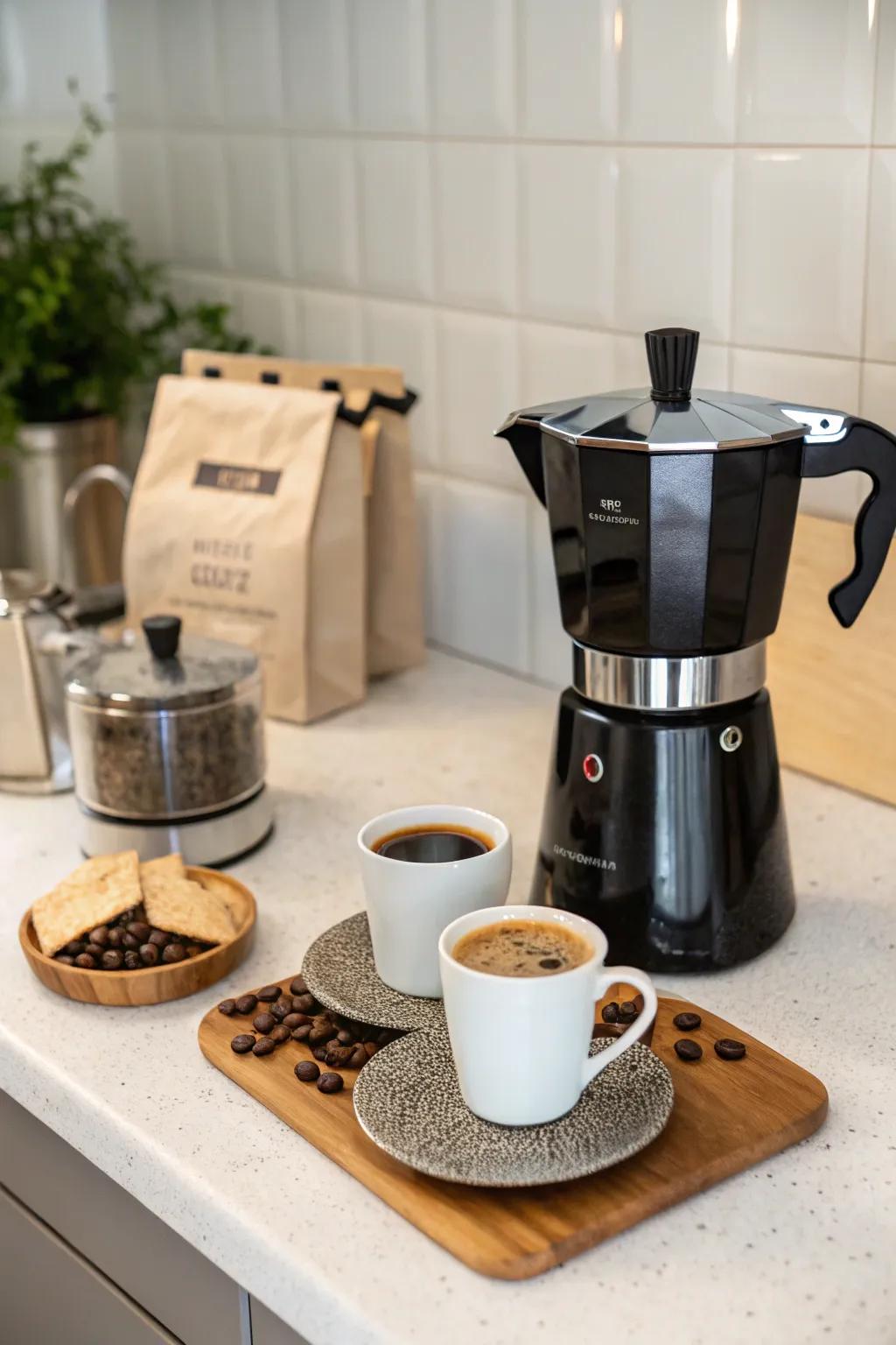 Brew cafe-quality coffee at home with a gourmet coffee maker.