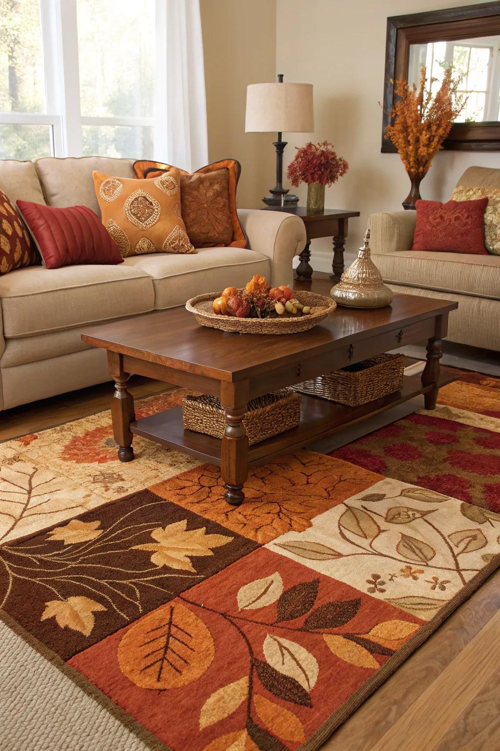 Layered rugs provide warmth and texture to your living space.