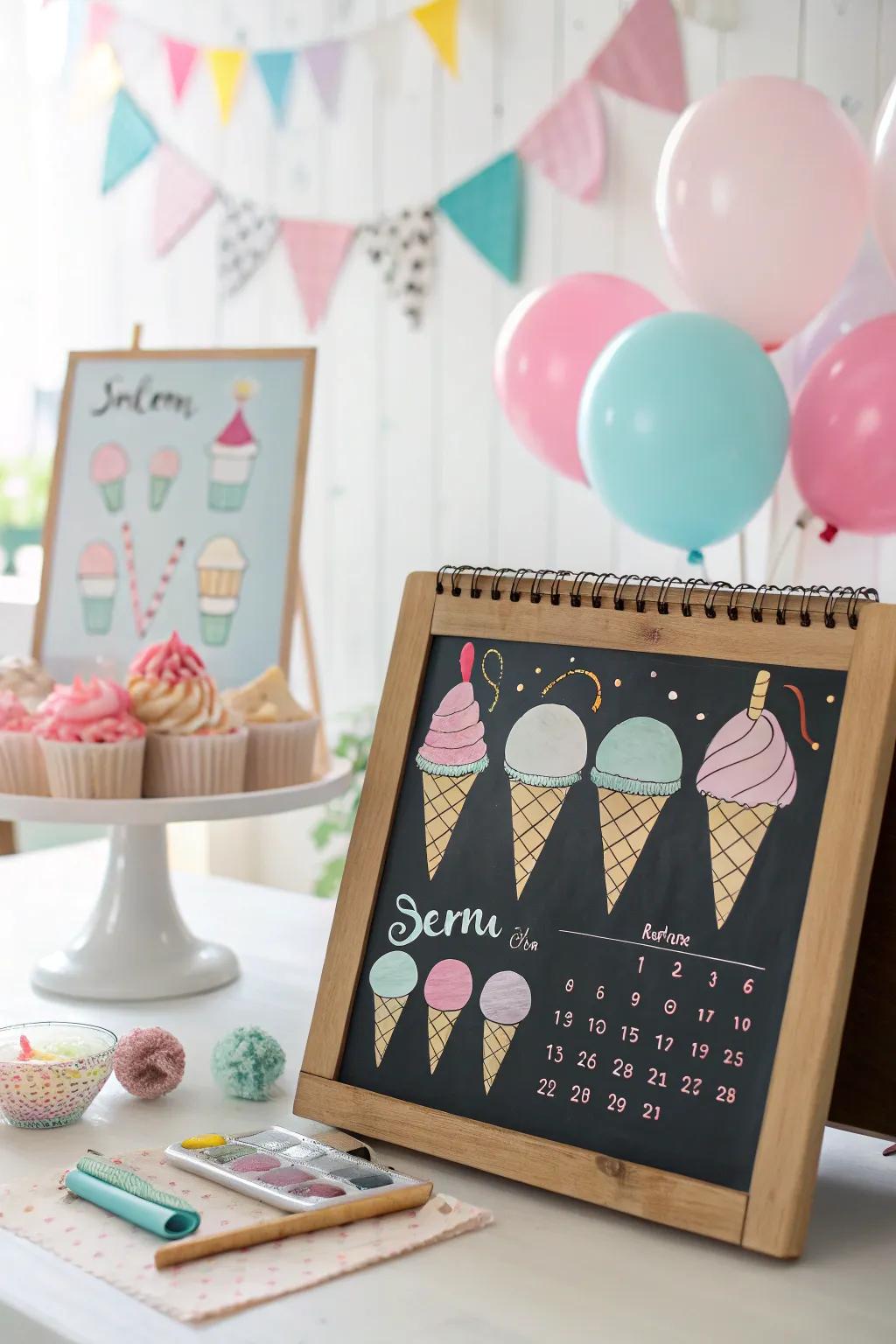 Indulge in the sweetness of summer with an ice cream-themed calendar.