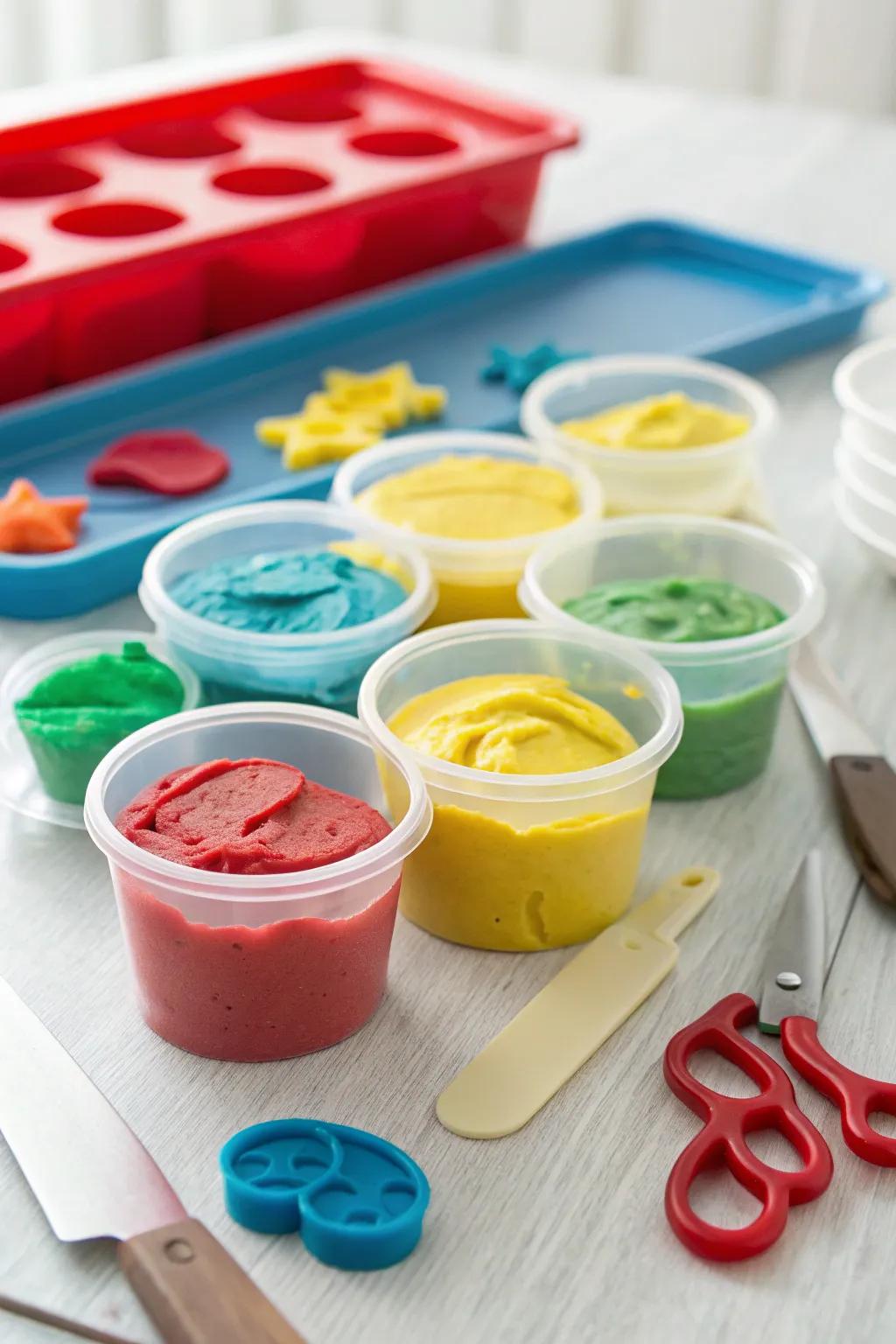 Play dough tubs that promise hours of creative fun for little hands.