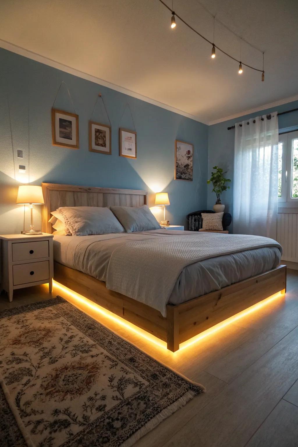 Make your bedroom a haven with ambient LED lighting.