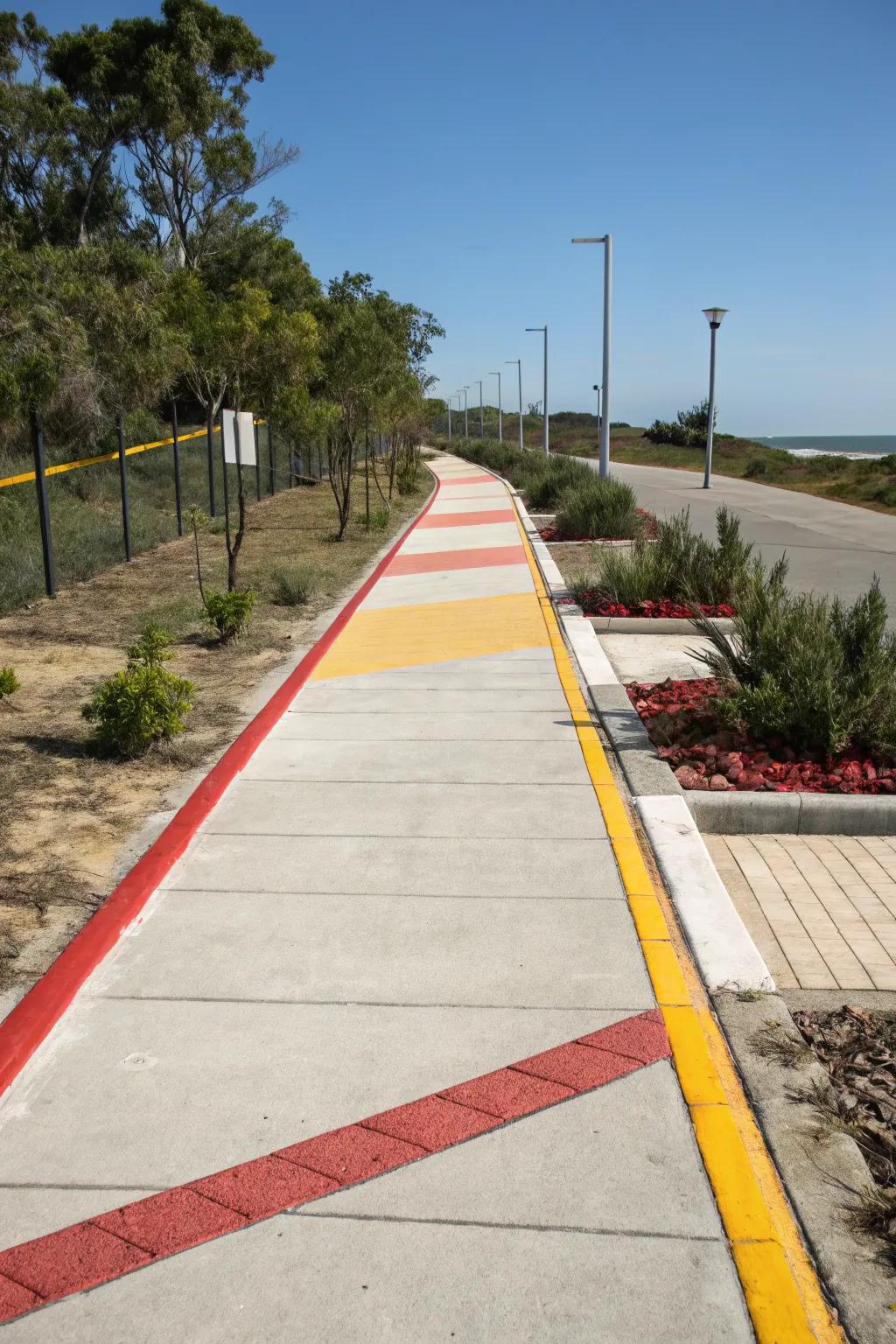 Bold borders provide a clean, polished look to this walkway.