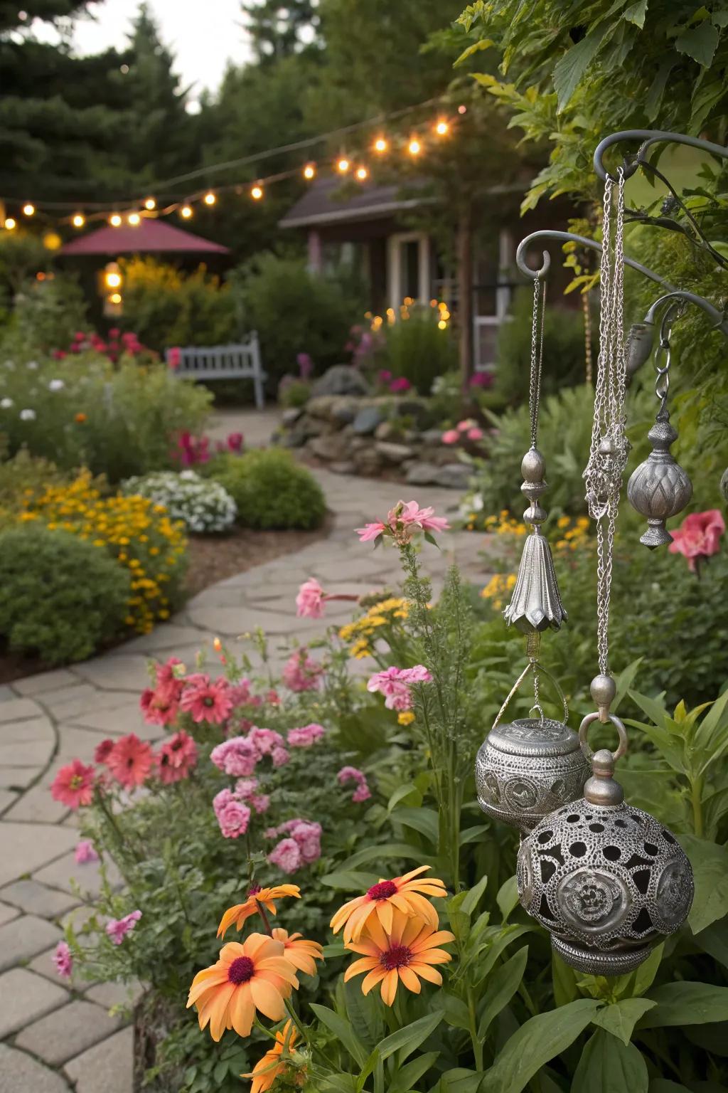 Pewter garden ornaments bring whimsy to outdoor spaces.