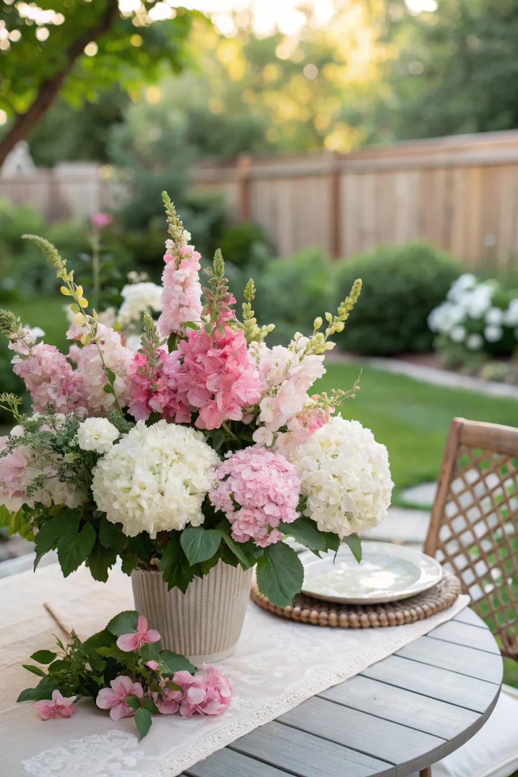 An inviting patio centerpiece for summer evenings.