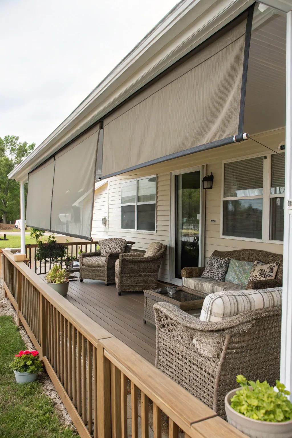 A retractable screen offers flexible use of your porch space.