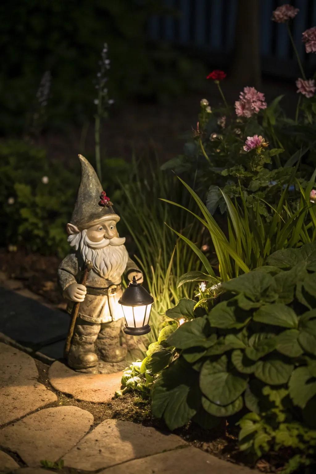 Add whimsy to your garden with solar statues.