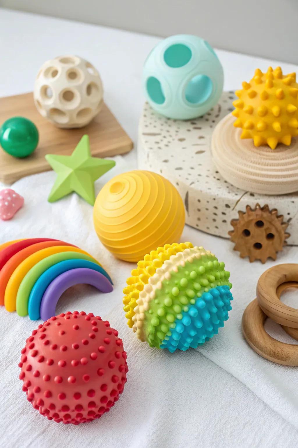 Delight in the touch of interactive sensory toys.