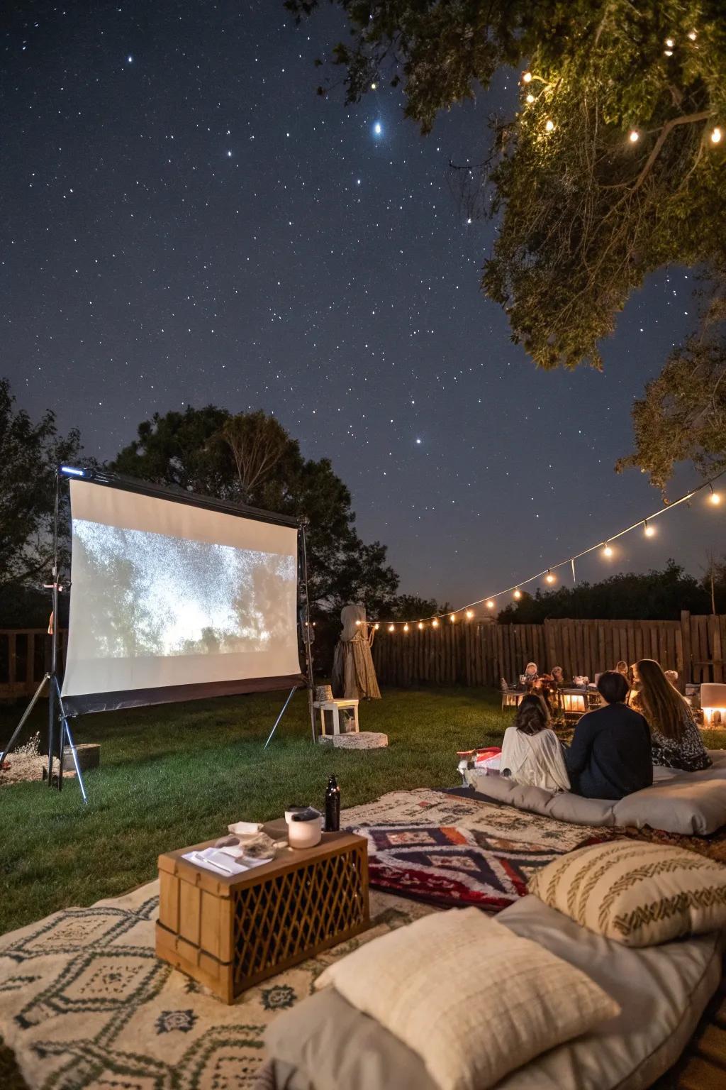 Enjoy a relaxing evening with an outdoor movie screening.