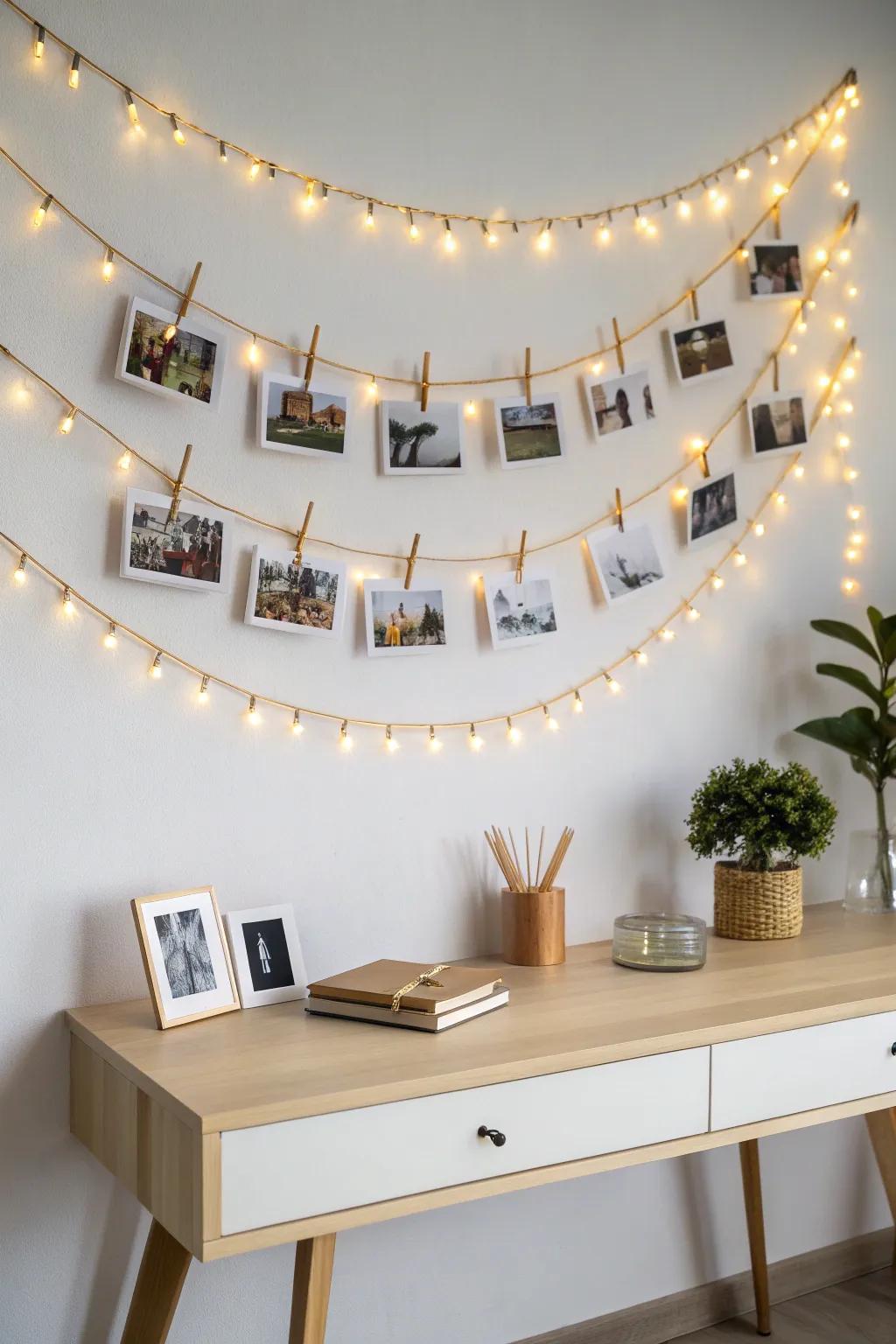 Illuminate your memories with a DIY photo display that brings joy and warmth to your space. ✨
