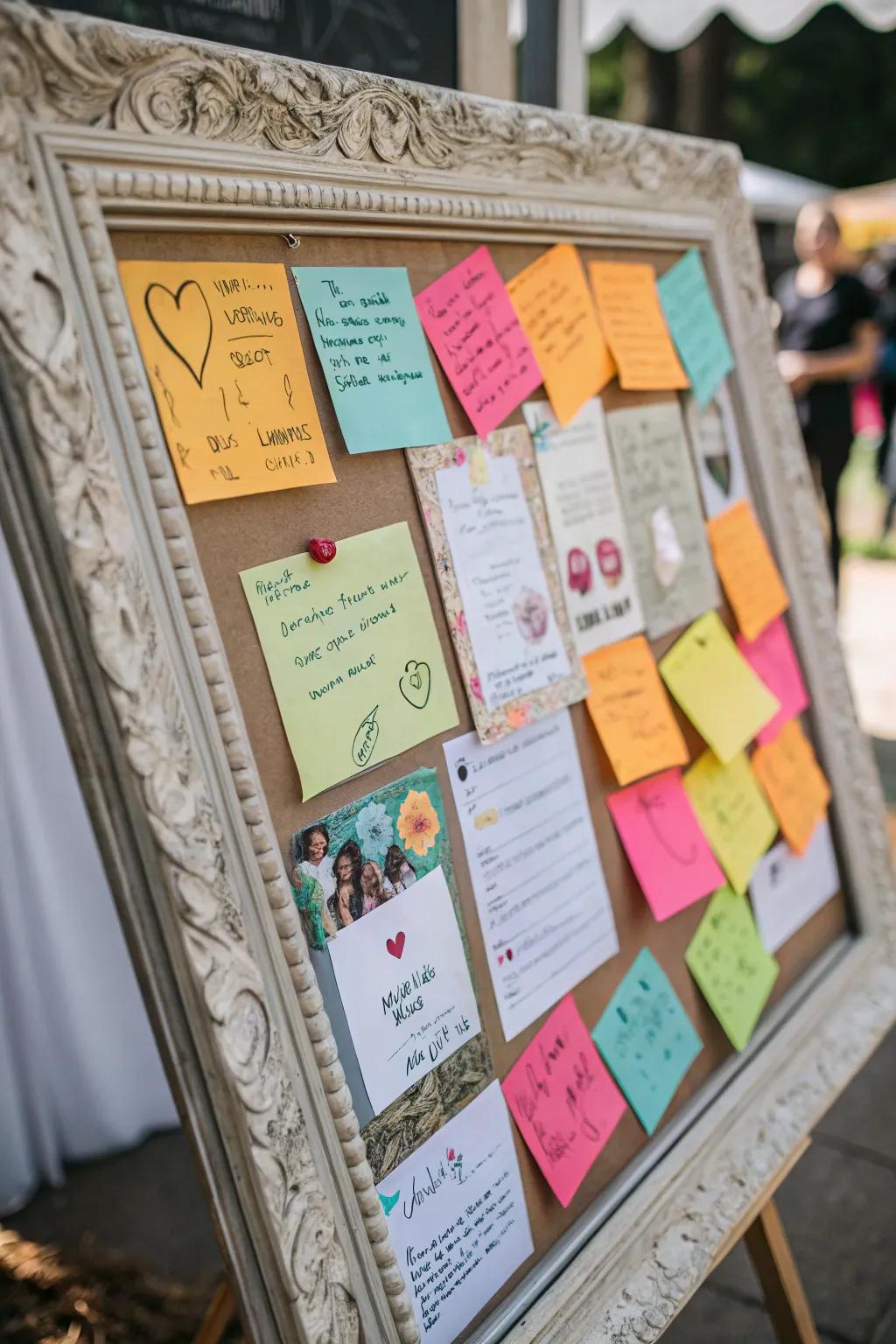 A practical bulletin board made from a repurposed mirror frame.