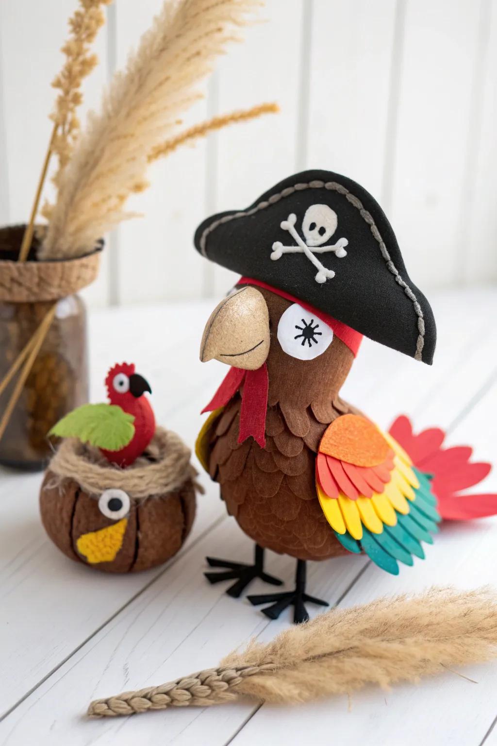 A whimsical pirate turkey ready to set sail on creative adventures. #CraftyPirate #MinimalistBoho