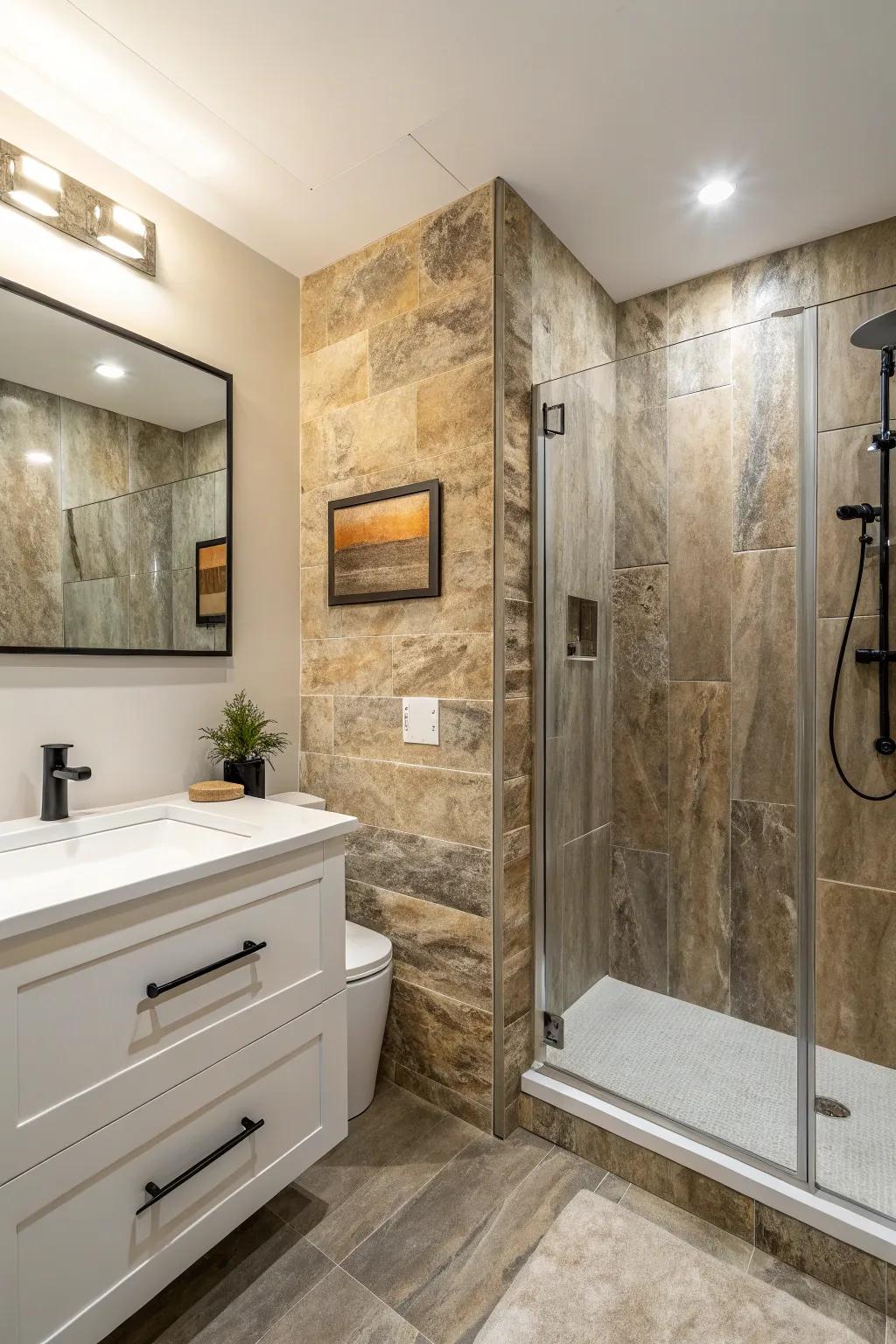 Laminate panels offer a clean and efficient shower wall solution.