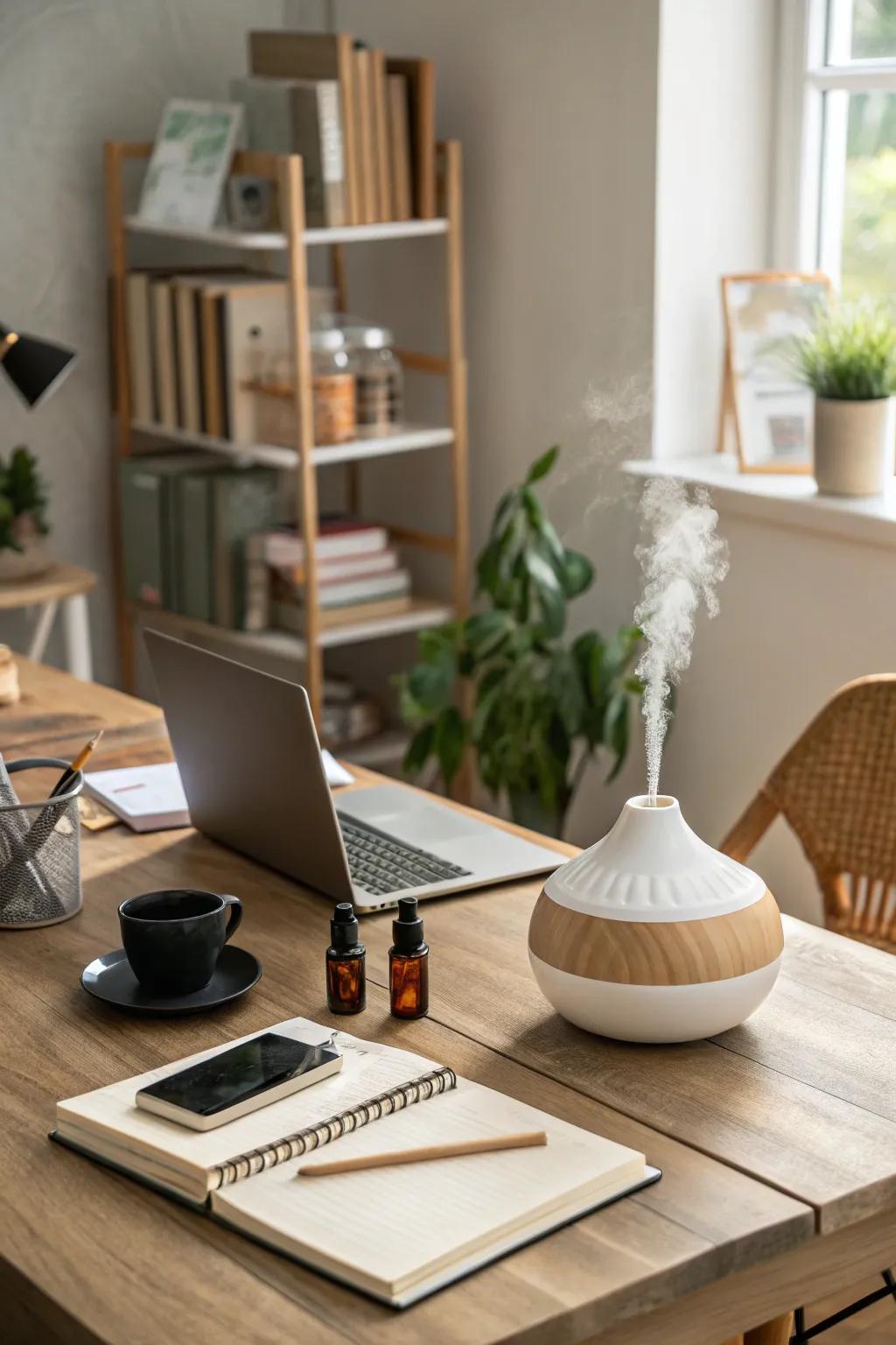 Aromatherapy can transform your workspace into a serene haven.