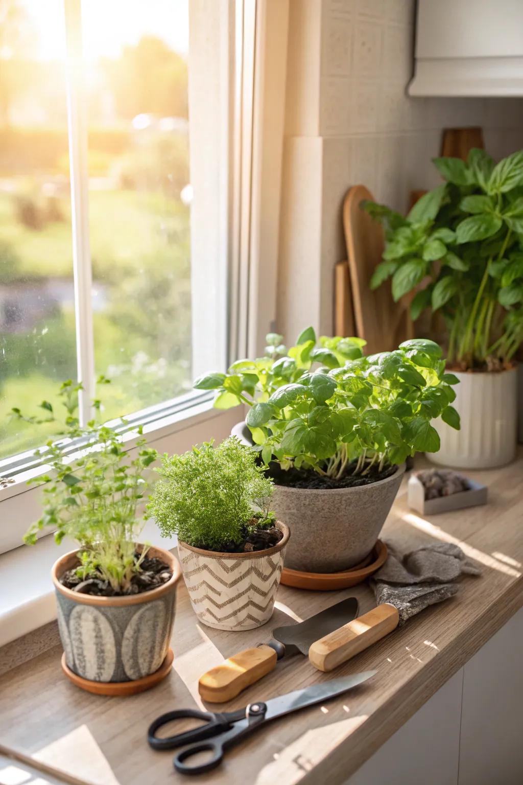 An herb garden kit adds freshness and flavor to any kitchen.