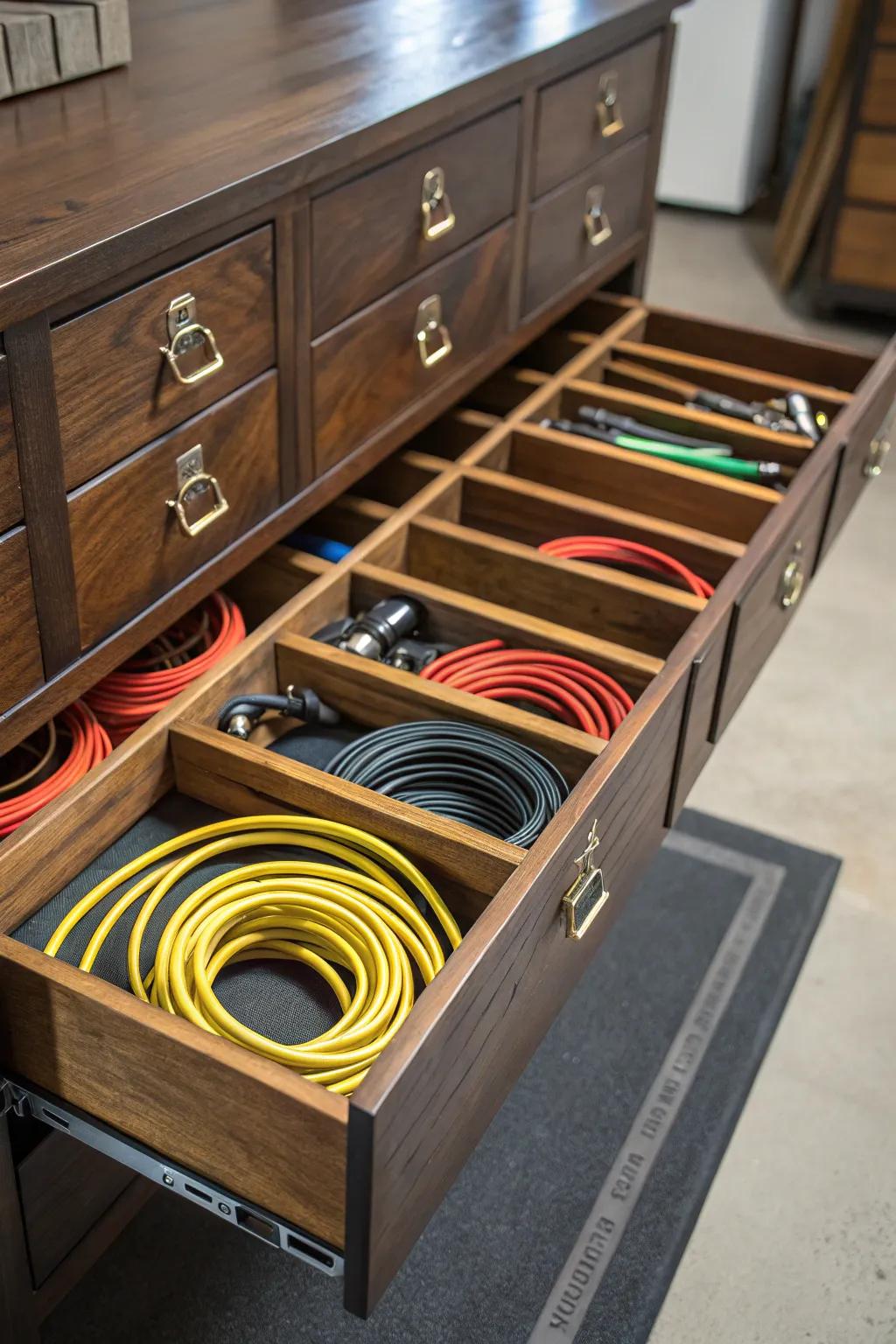 Elevate your tool storage with crafted wooden dividers for a sleek and efficient setup!