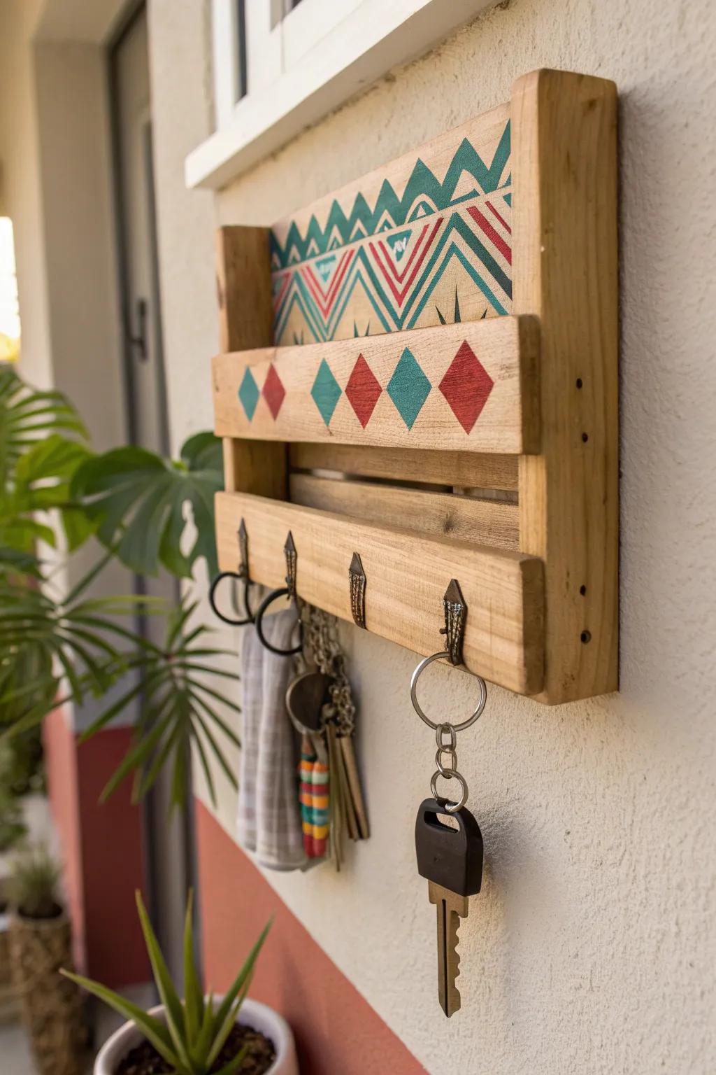 Transform your space with this eco-friendly, upcycled pallet key holder—where Scandinavian minimalism meets Boho chic.