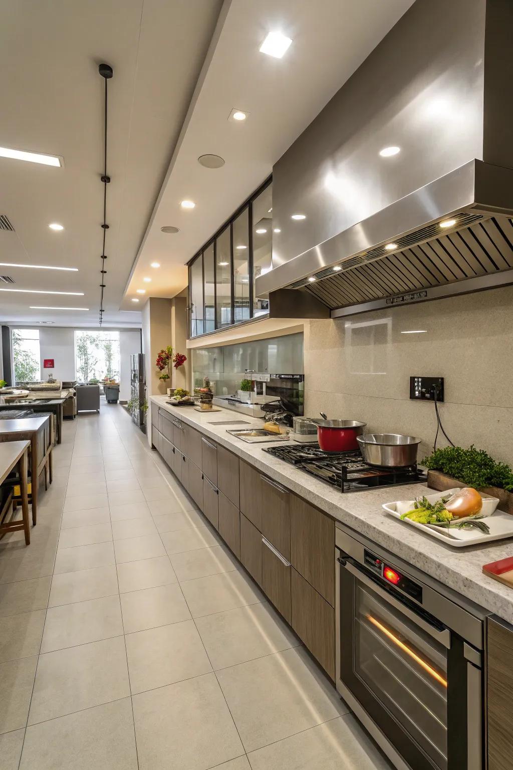 Extended countertops that optimize kitchen functionality.