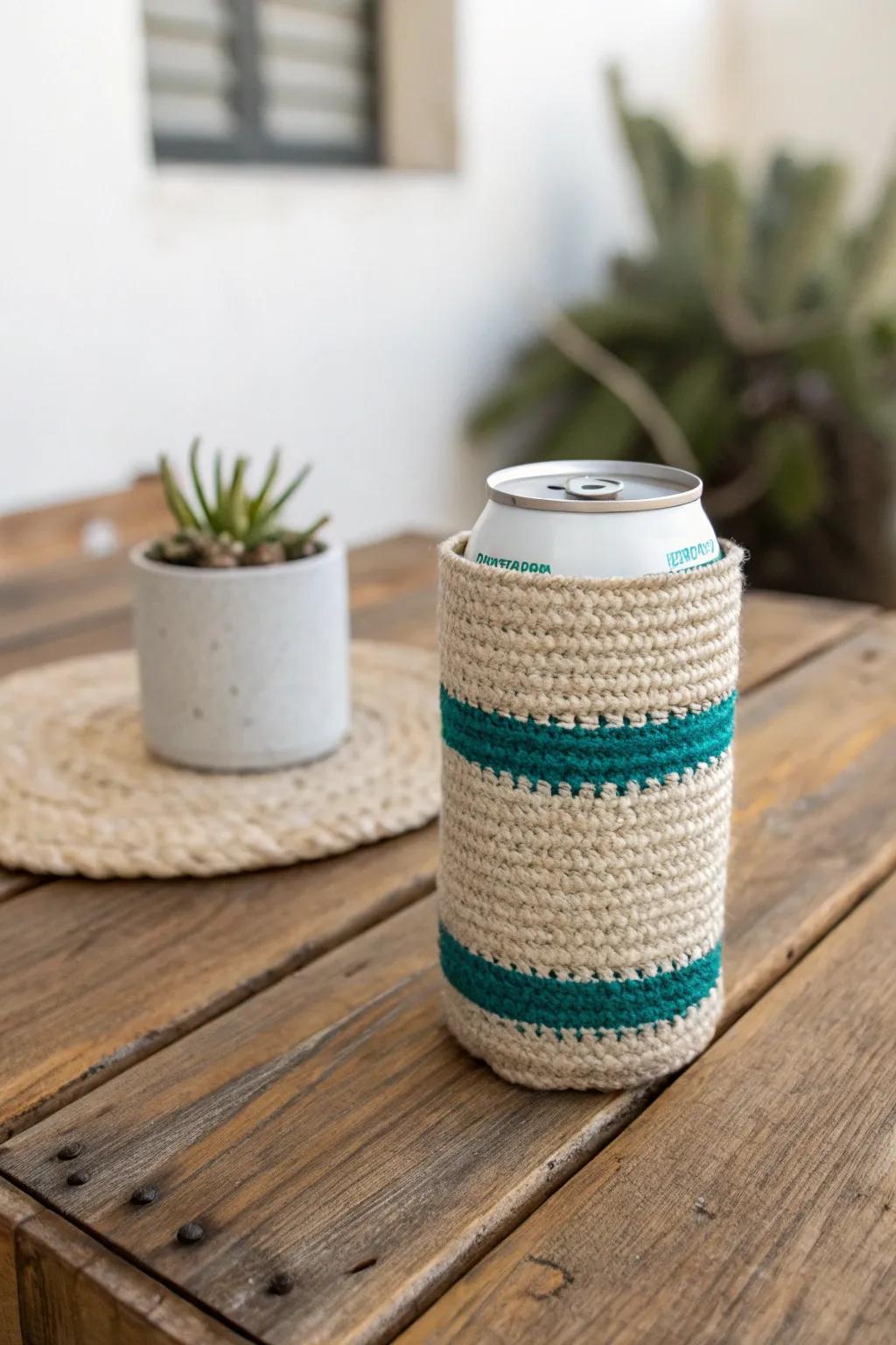 Embrace eco-friendly elegance with this beautifully handcrafted koozie. 🌿✨