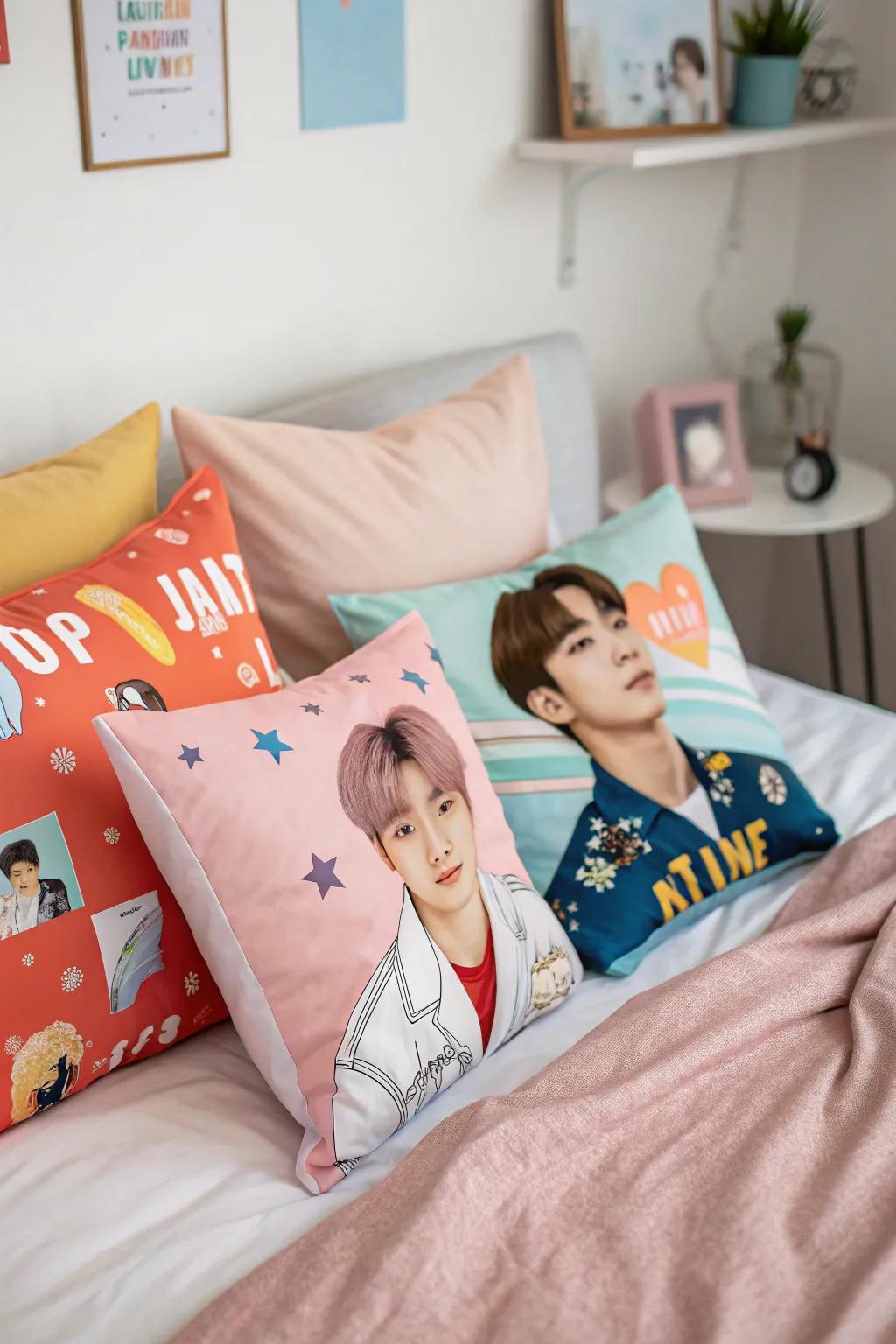 Customized pillows add personality and comfort.