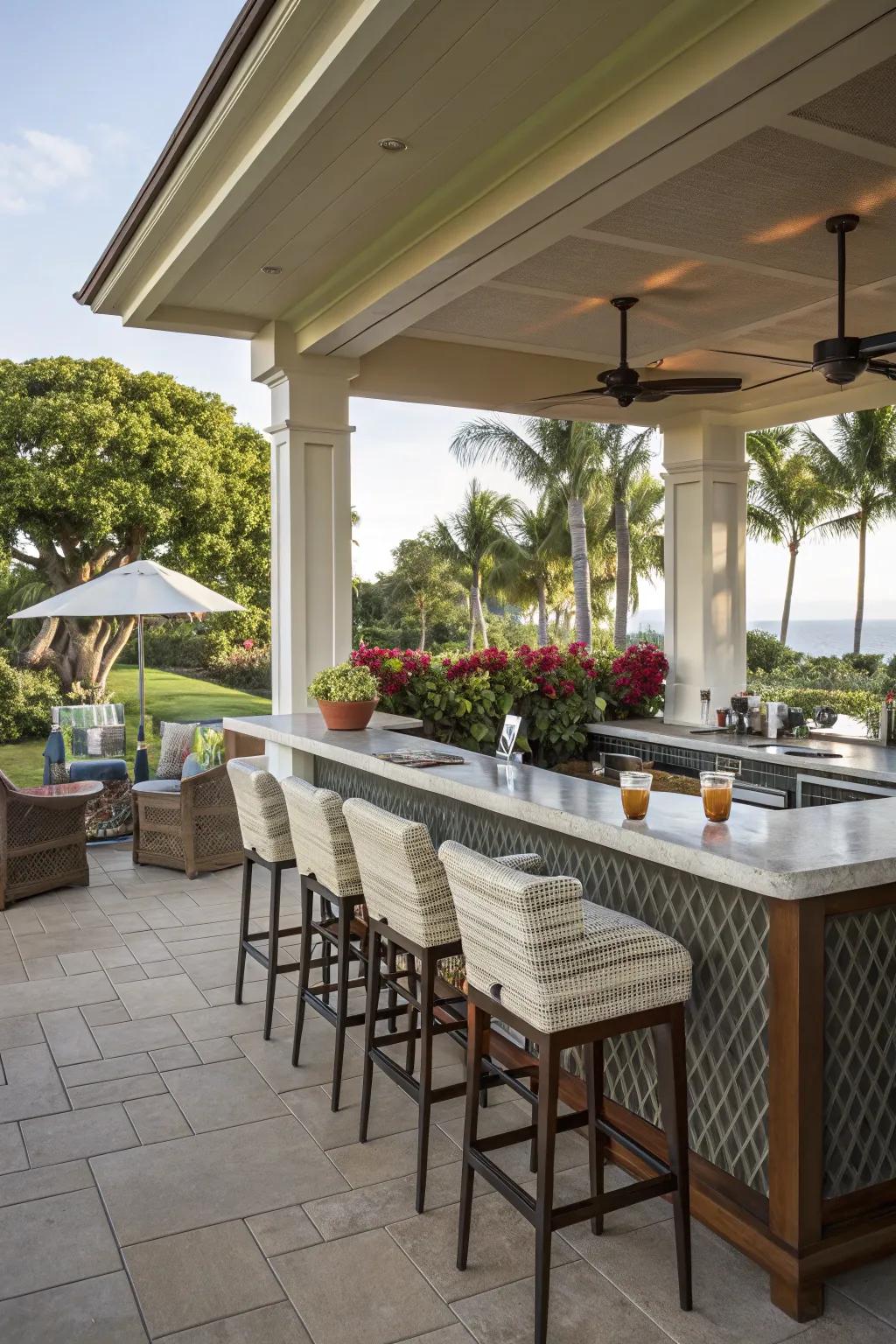 Create a lively bar area on your lanai.