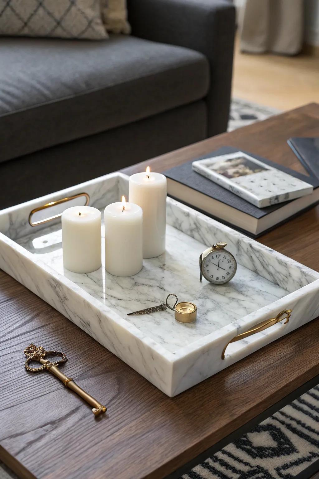 Elevate your space with a touch of handcrafted elegance: the perfect marble tray.