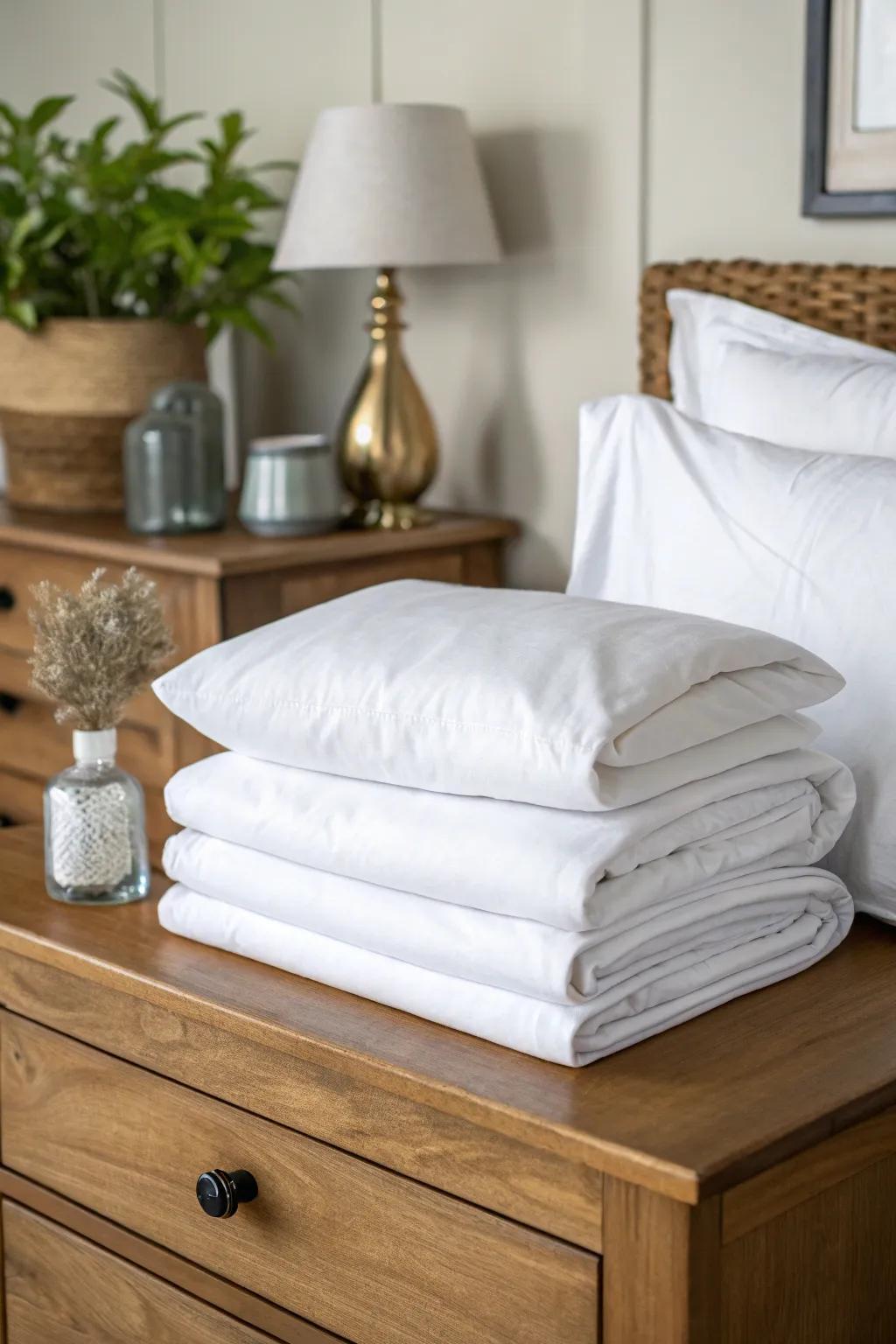 Sheet sets stored together for easy access and organization.