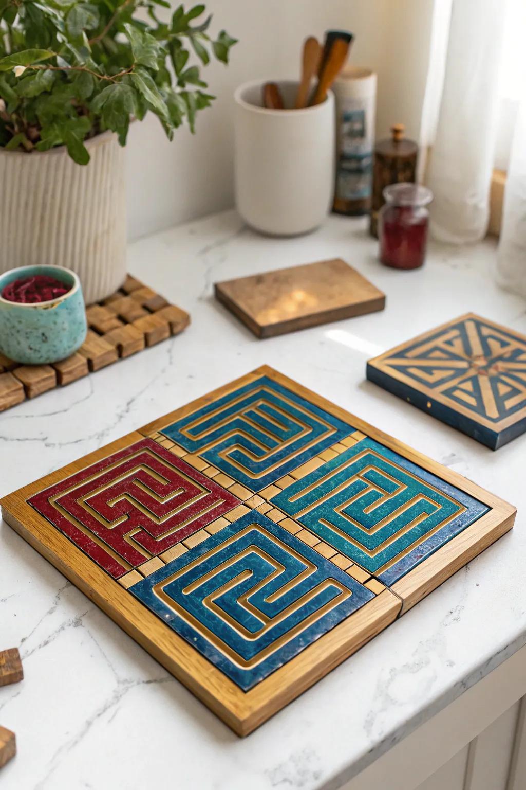 Unlock the beauty of simplicity with this vibrant labyrinth crafted from magnetic tiles. A blend of Scandinavian elegance and Boho charm.