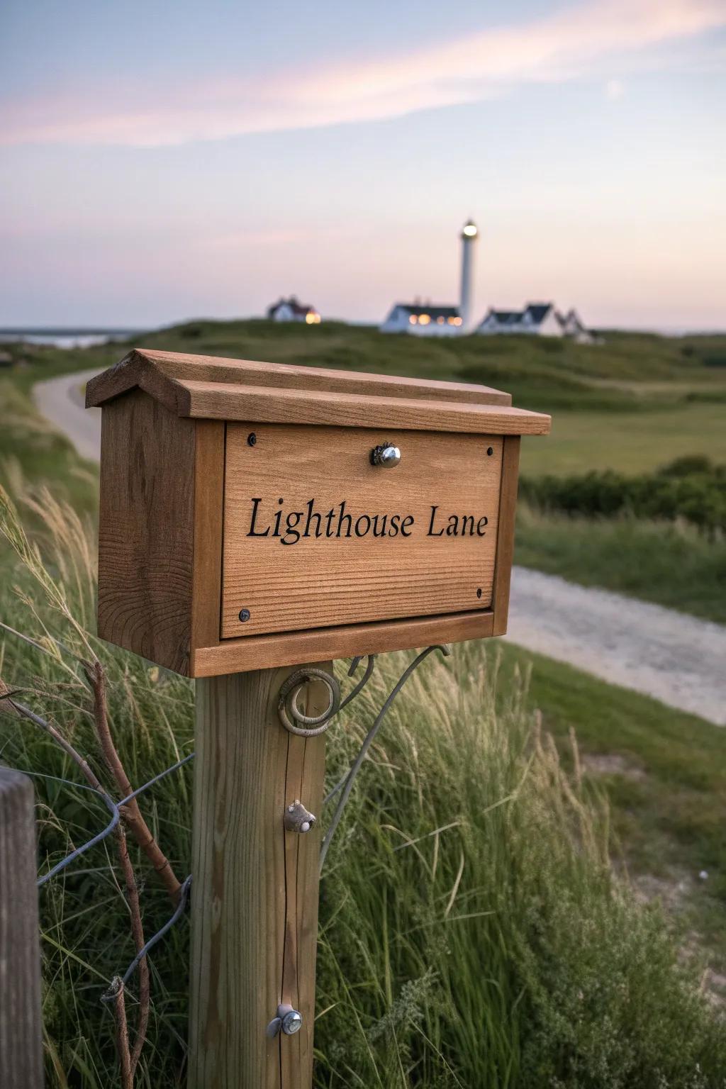 Embrace local charm with a mailbox that tells a story—meet 'Lighthouse Lane'.