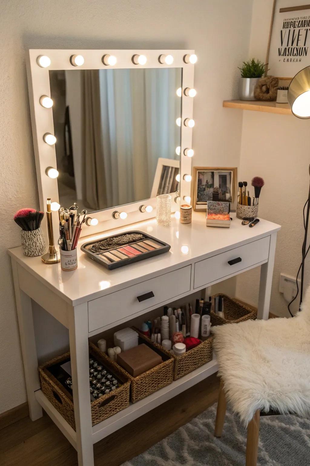 Console tables can serve as versatile vanity spaces.