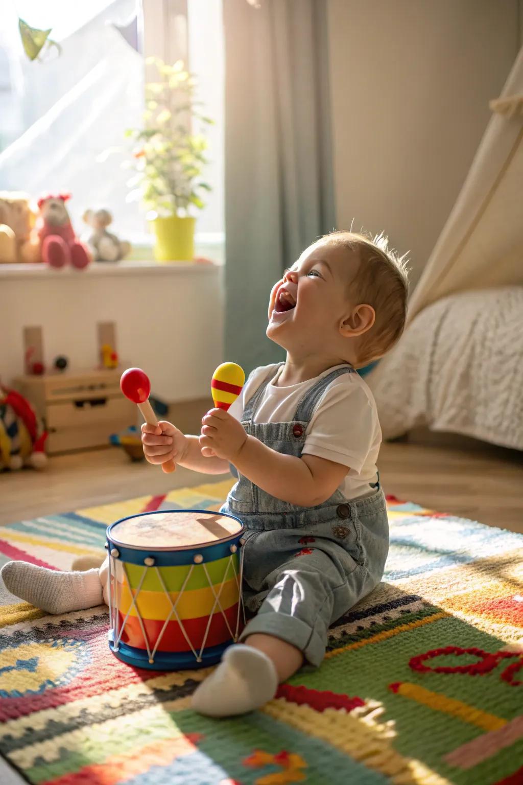 Musical instruments encourage early musical exploration.