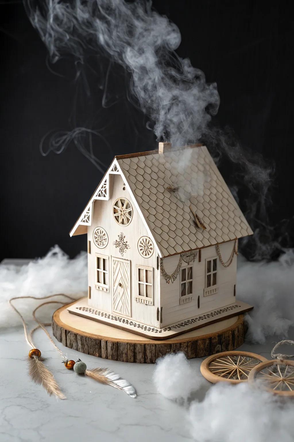 Step into a mystic miniature world—where Scandinavian minimalism meets a touch of boho magic. 🌫️🏠 #MiniatureHauntedHouse #ScandiBoho