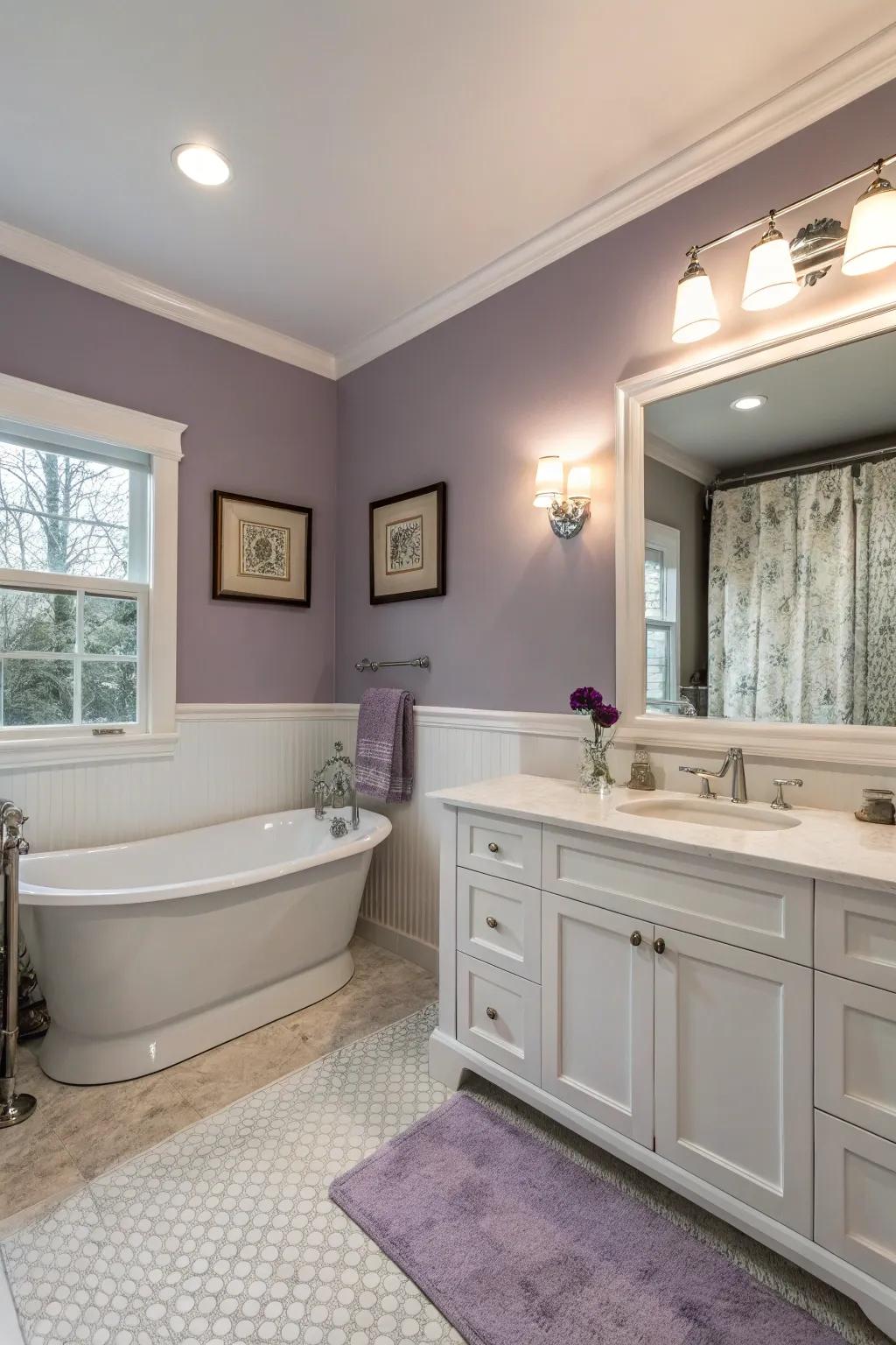 Muted lavender creates a serene and elegant atmosphere.