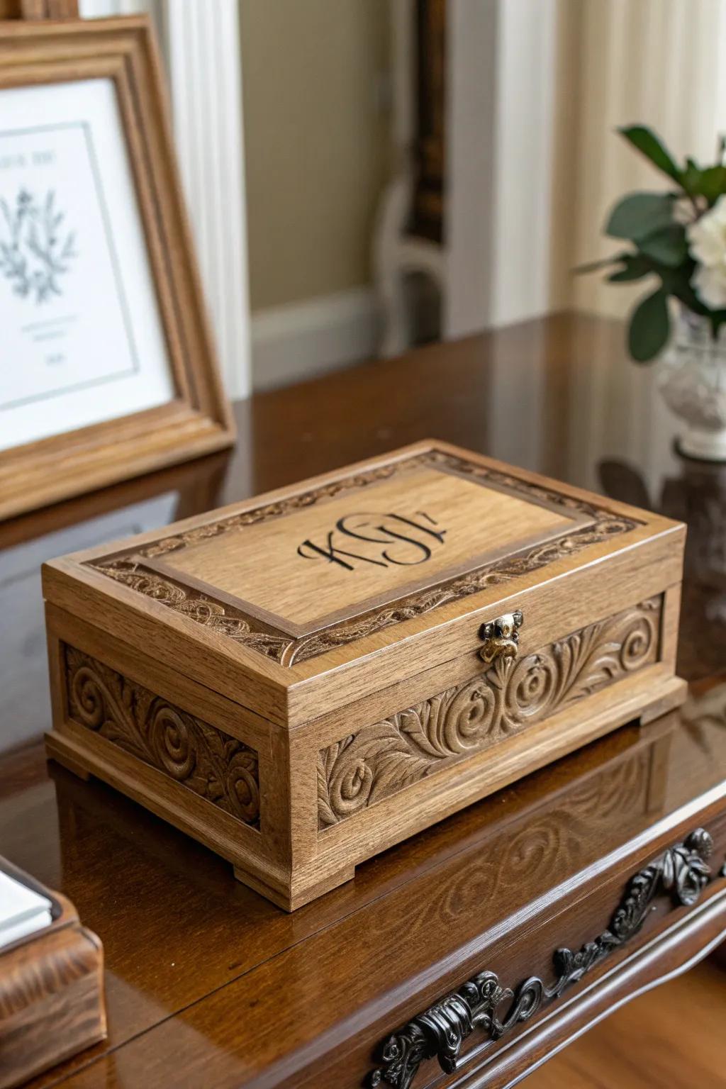 A wooden box with a secret compartment is a stylish way to gift cash.