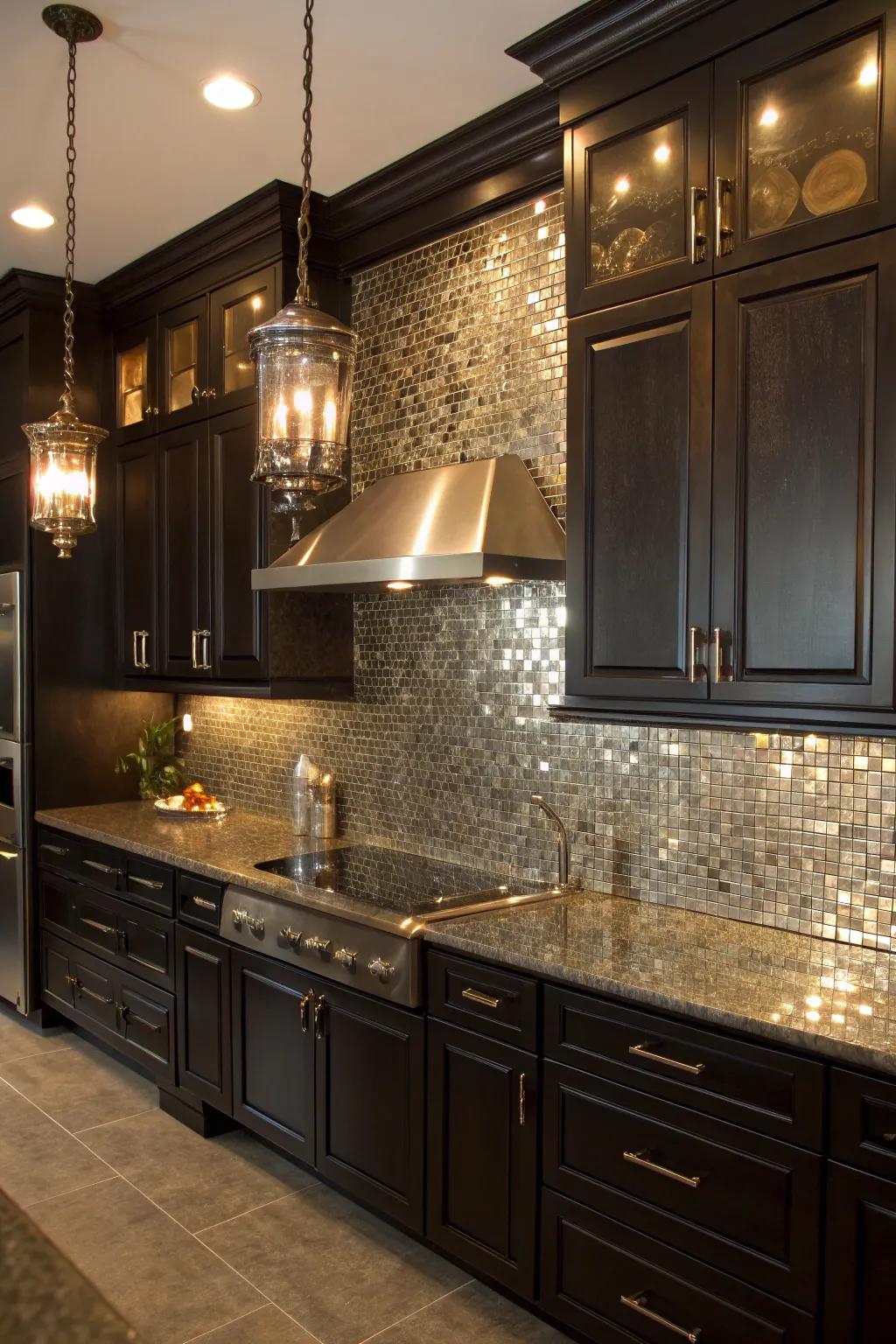 Metallic mosaics add a touch of glamour and sophistication.