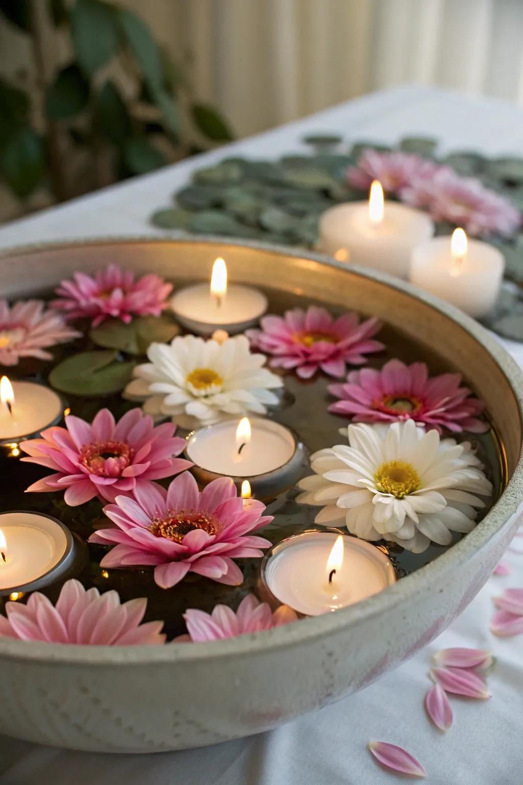 An ethereal floating flower centerpiece adds a magical touch to Mother's Day.