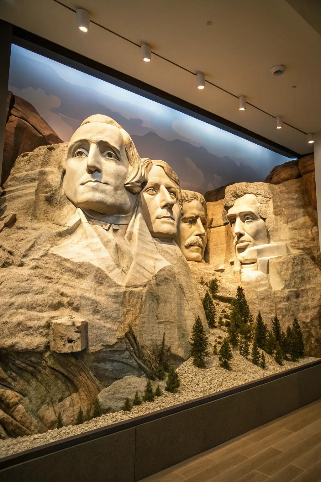 Elevate your space with a handcrafted Mount Rushmore wall display, where history meets artistry.