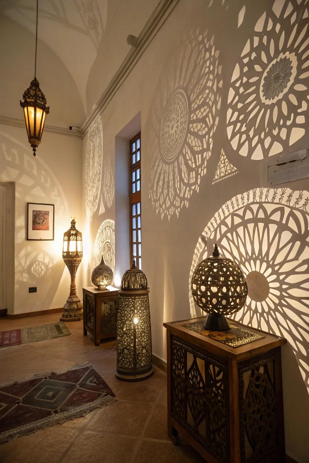 Shadow art transforms light and shadow into a dynamic display.