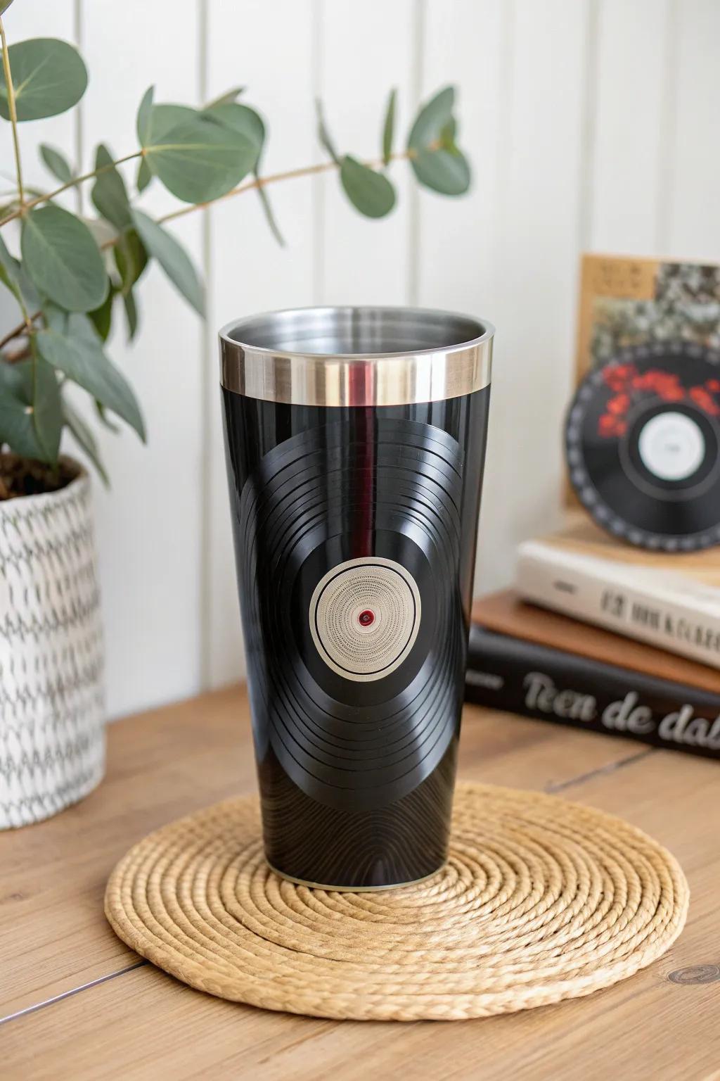 Sip in Style with Vintage Vinyl Vibes: A perfect blend of retro charm and modern minimalism.