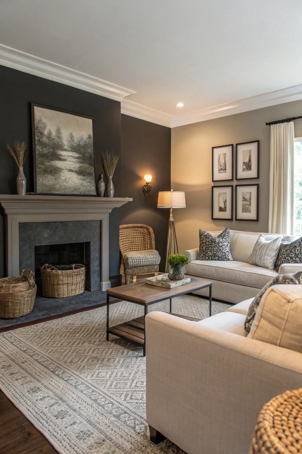 Dark neutrals add a dramatic touch to any space.