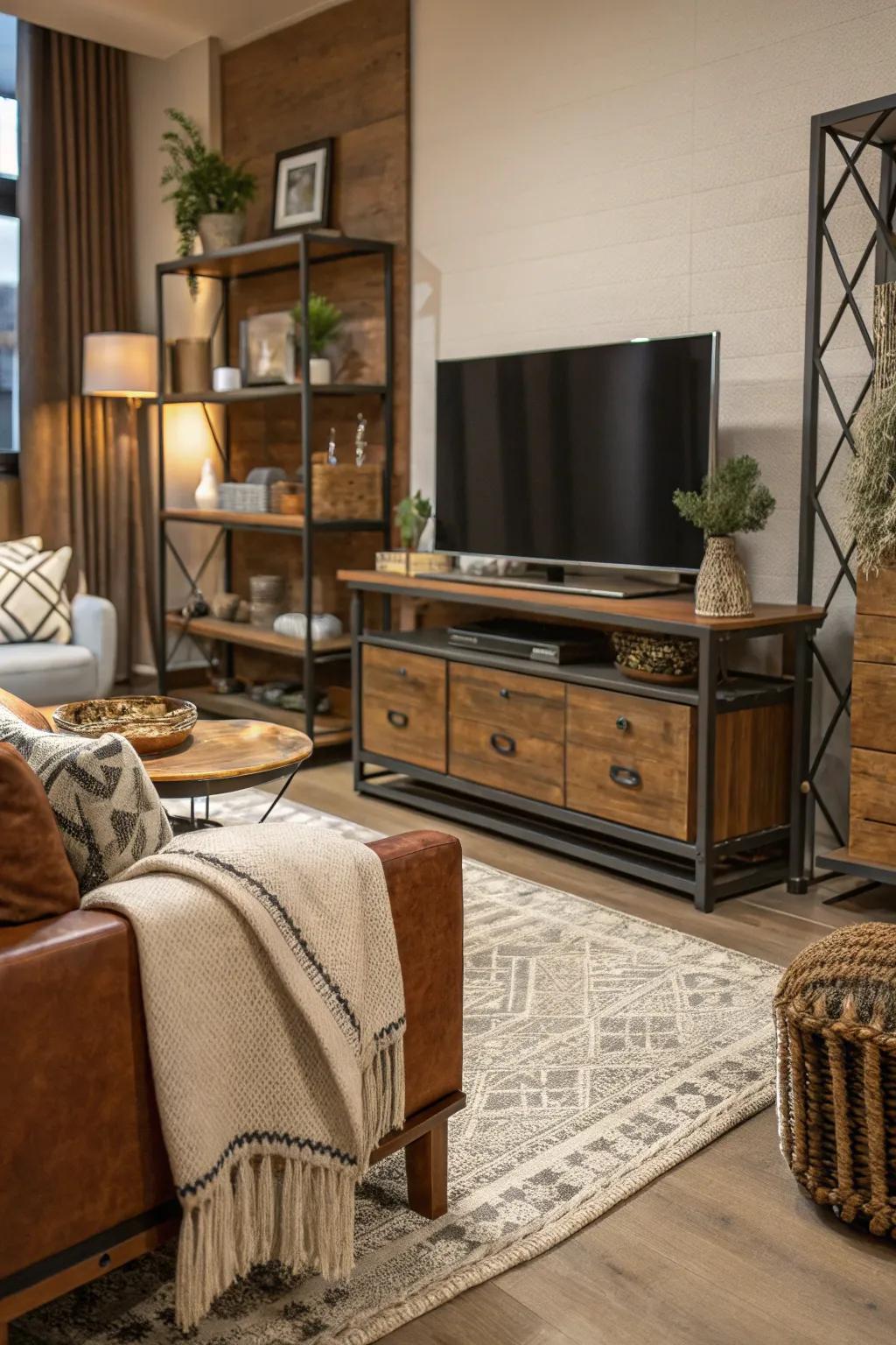 Textures add depth and interest to your TV setup.