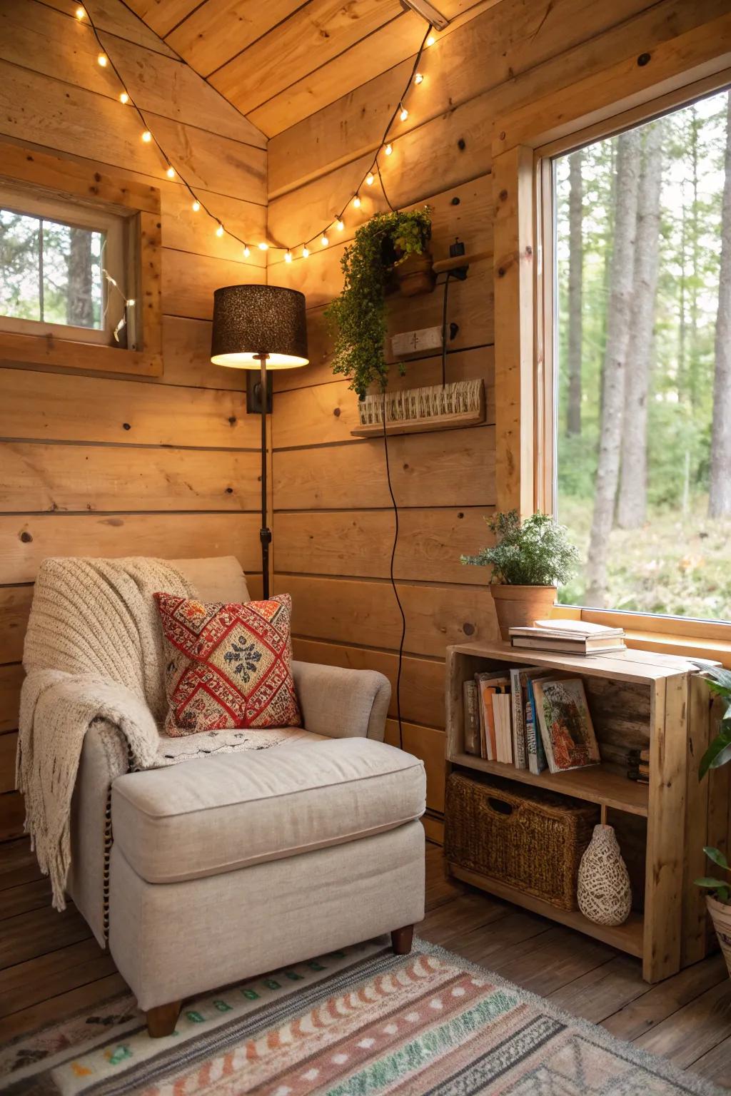 A cozy corner, perfect for reading and relaxing.