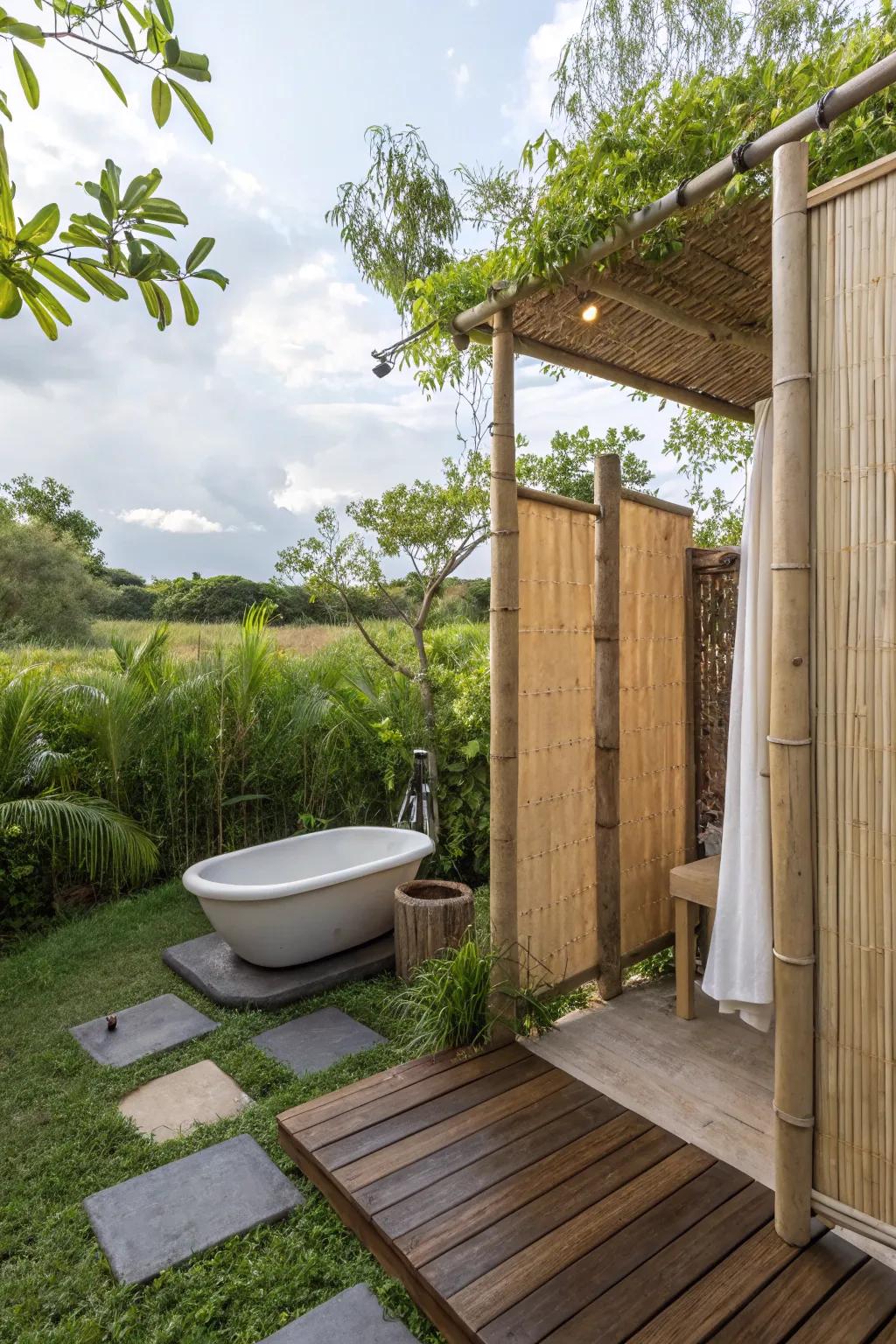 Bamboo screens offer a natural and flexible privacy solution.