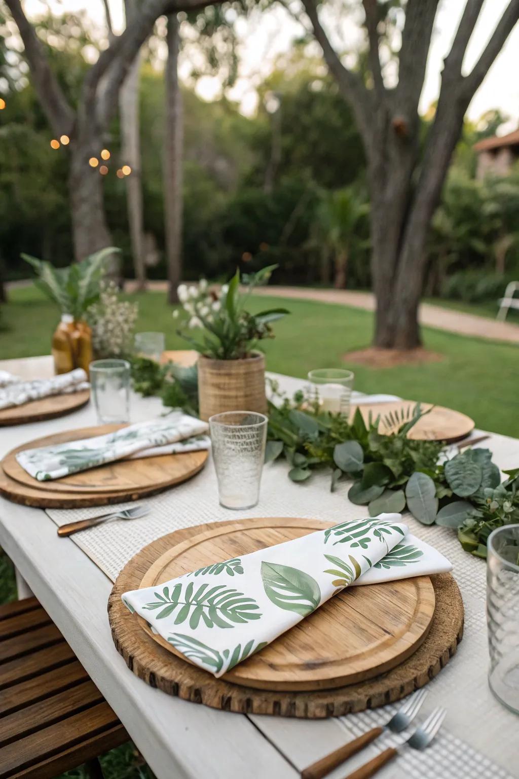 Nature-inspired table settings bring the beauty of the outdoors to your picnic table.