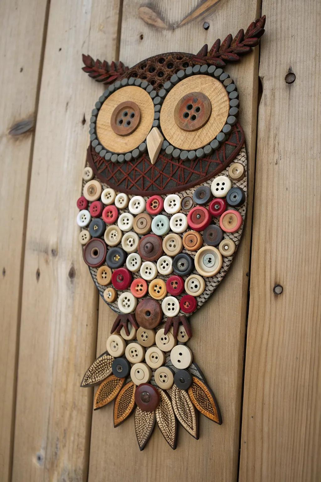 Discover the charm of button owl art—a stunning blend of simplicity and boldness that celebrates natural beauty and artistic craftsmanship.