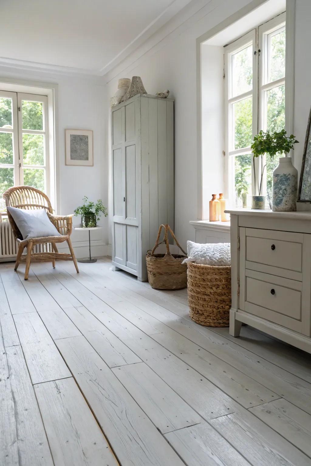 Painted floors offer a fresh and stylish update to this room.