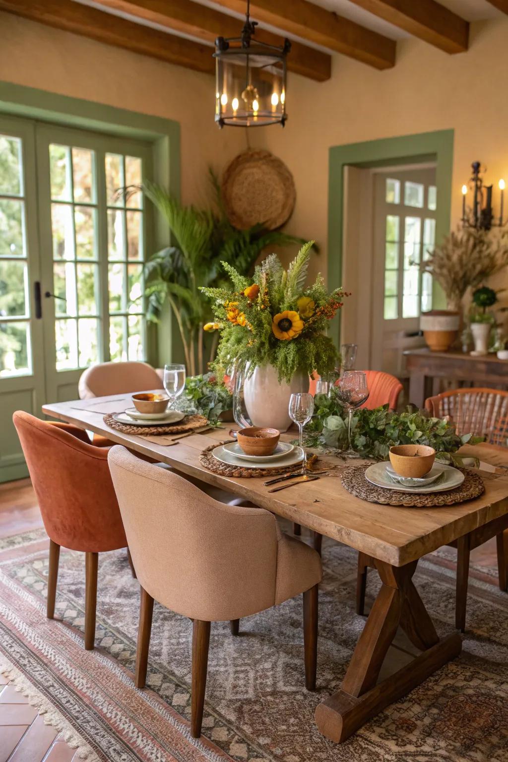 Terracotta offers a warm, earthy vibe to your dining area.